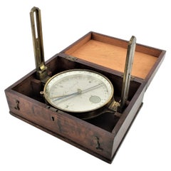 Antique Brass Scottish Surveyor's Compass in Fitted Wooden Box