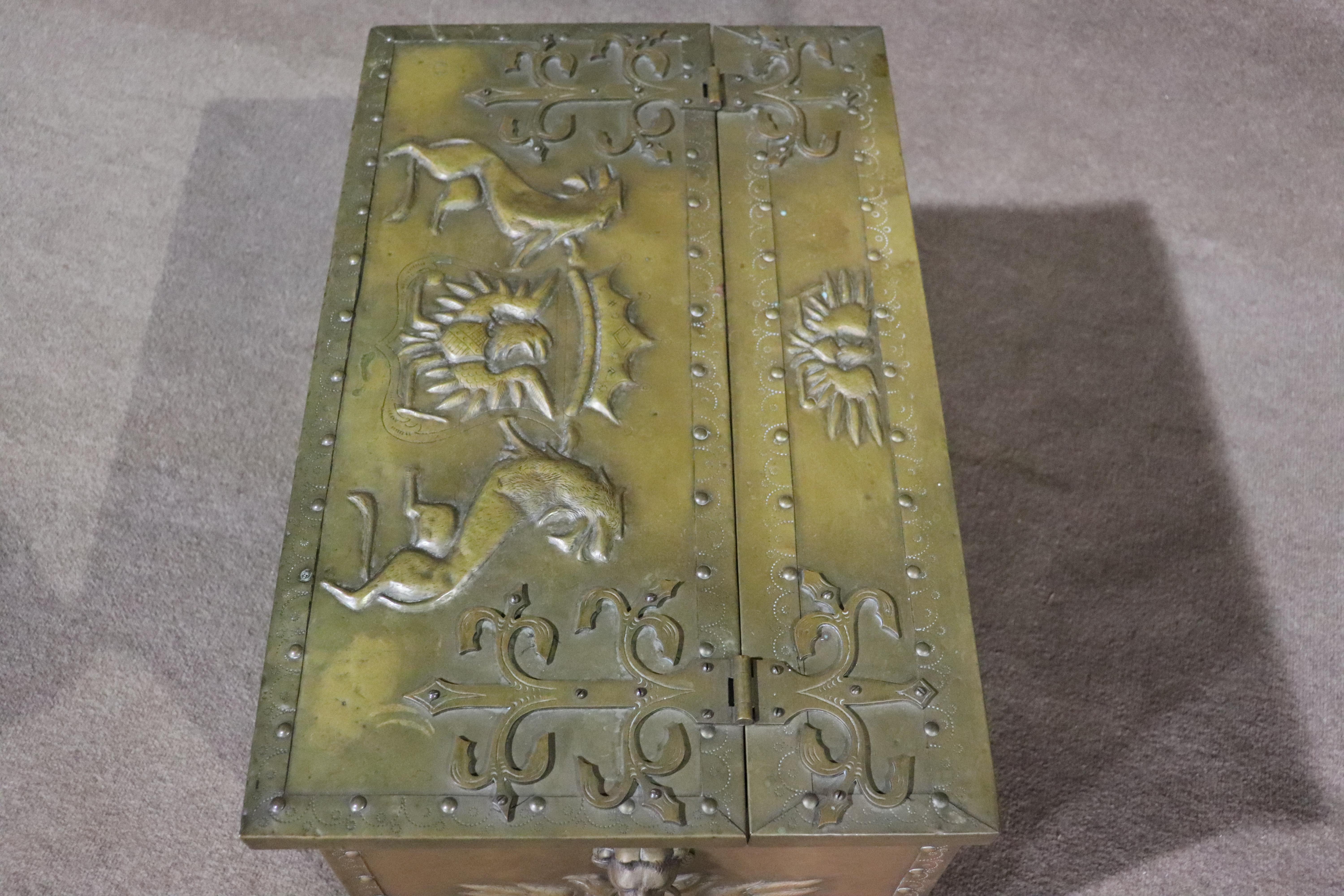 Medieval Antique Brass Scuttle Box For Sale