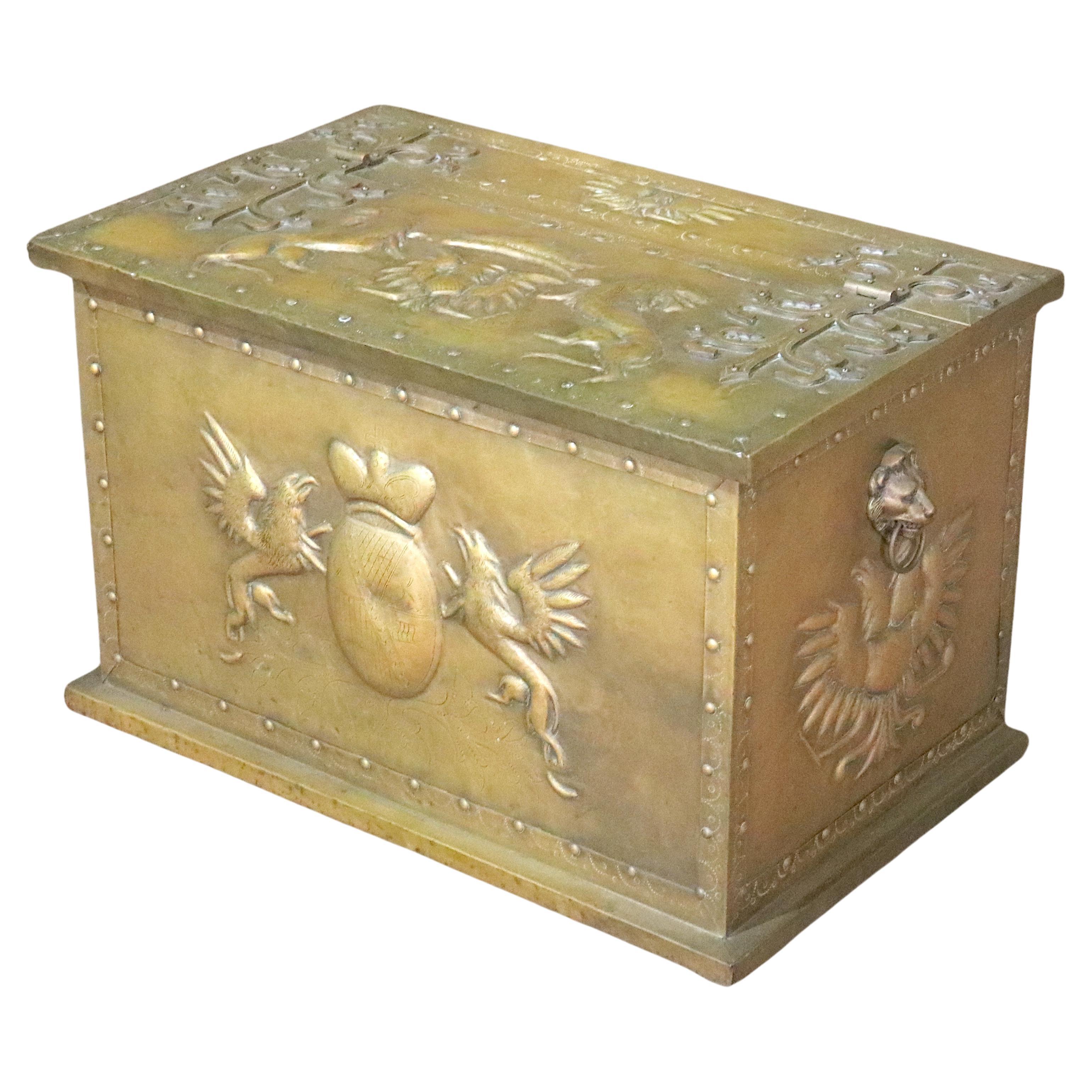 Antique Brass Scuttle Box For Sale