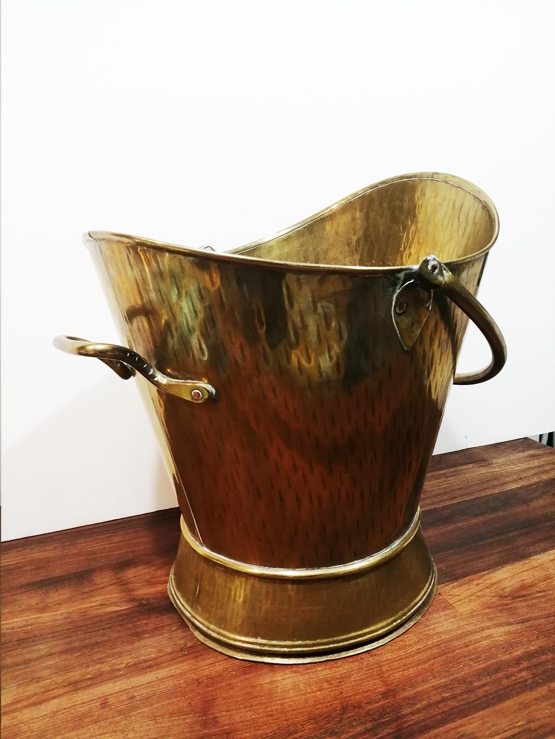 Spanish Antique Brass Coal Scuttle for fFireplace