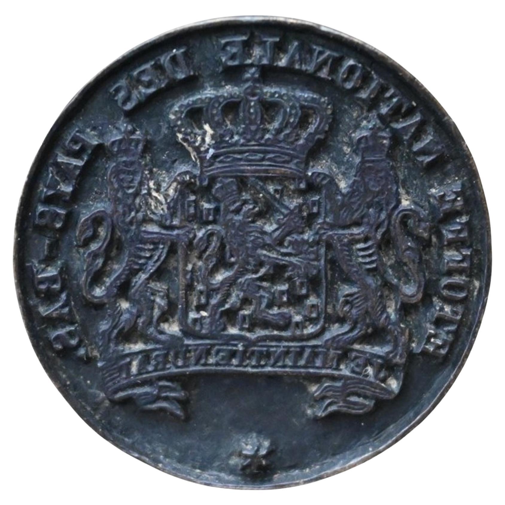 Antique Brass Seal – National Mint Of The Netherlands (circa 1815–1830) en vente