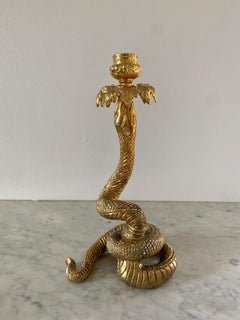 Antique Brass Serpent Snake Candle Holder