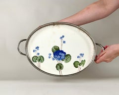 Antique Brass Serving Tray with Handles & Floral Decor, WMF Germany