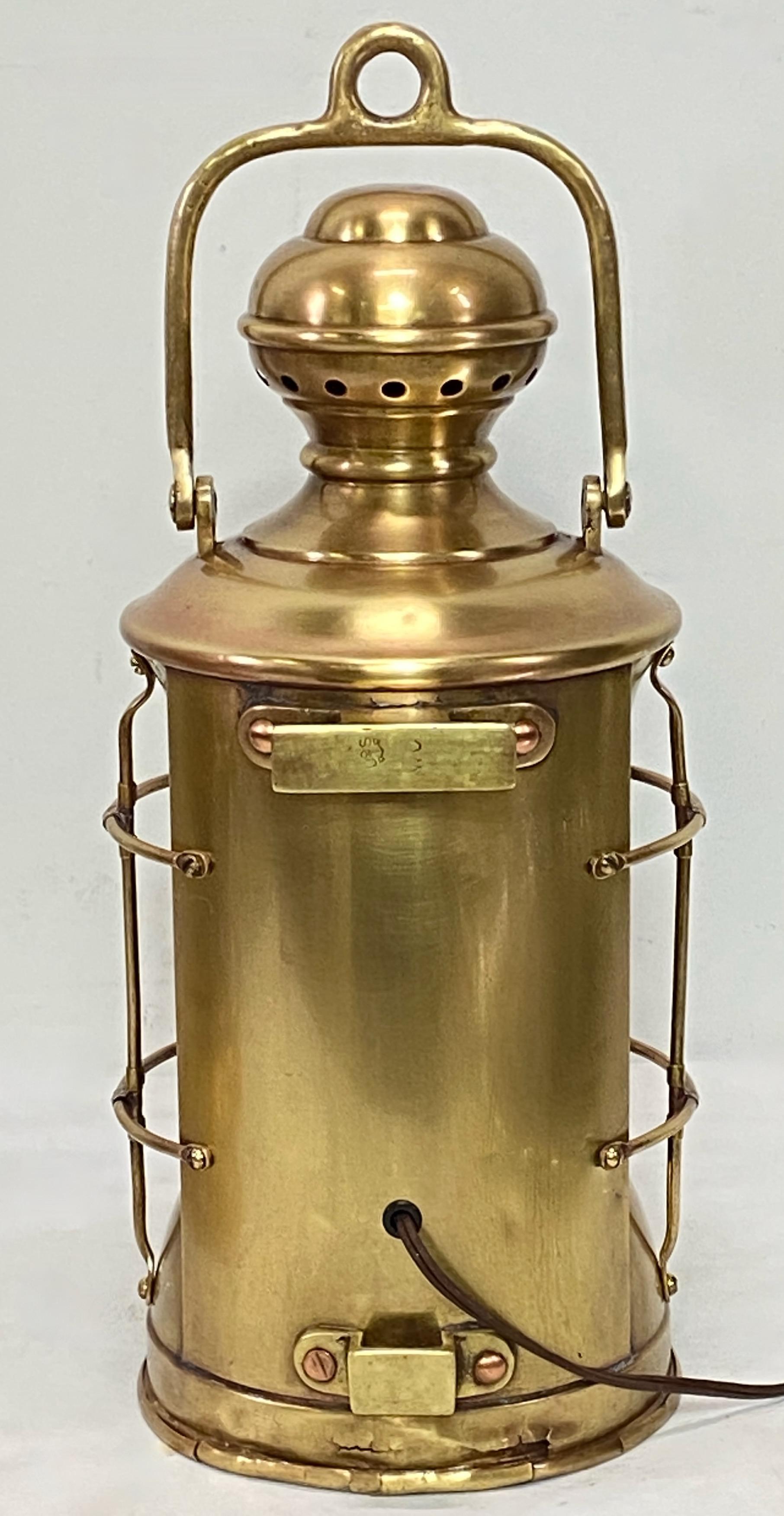 19th Century Antique Brass Ships Lantern Lamp For Sale