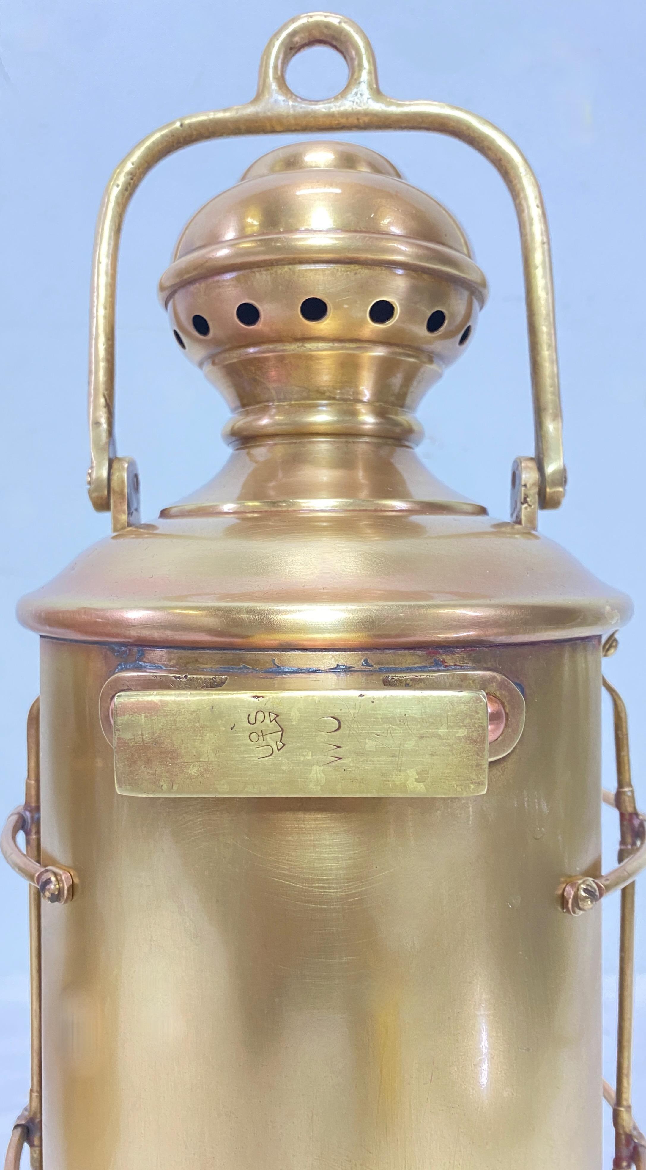 Antique Brass Ships Lantern Lamp For Sale 1