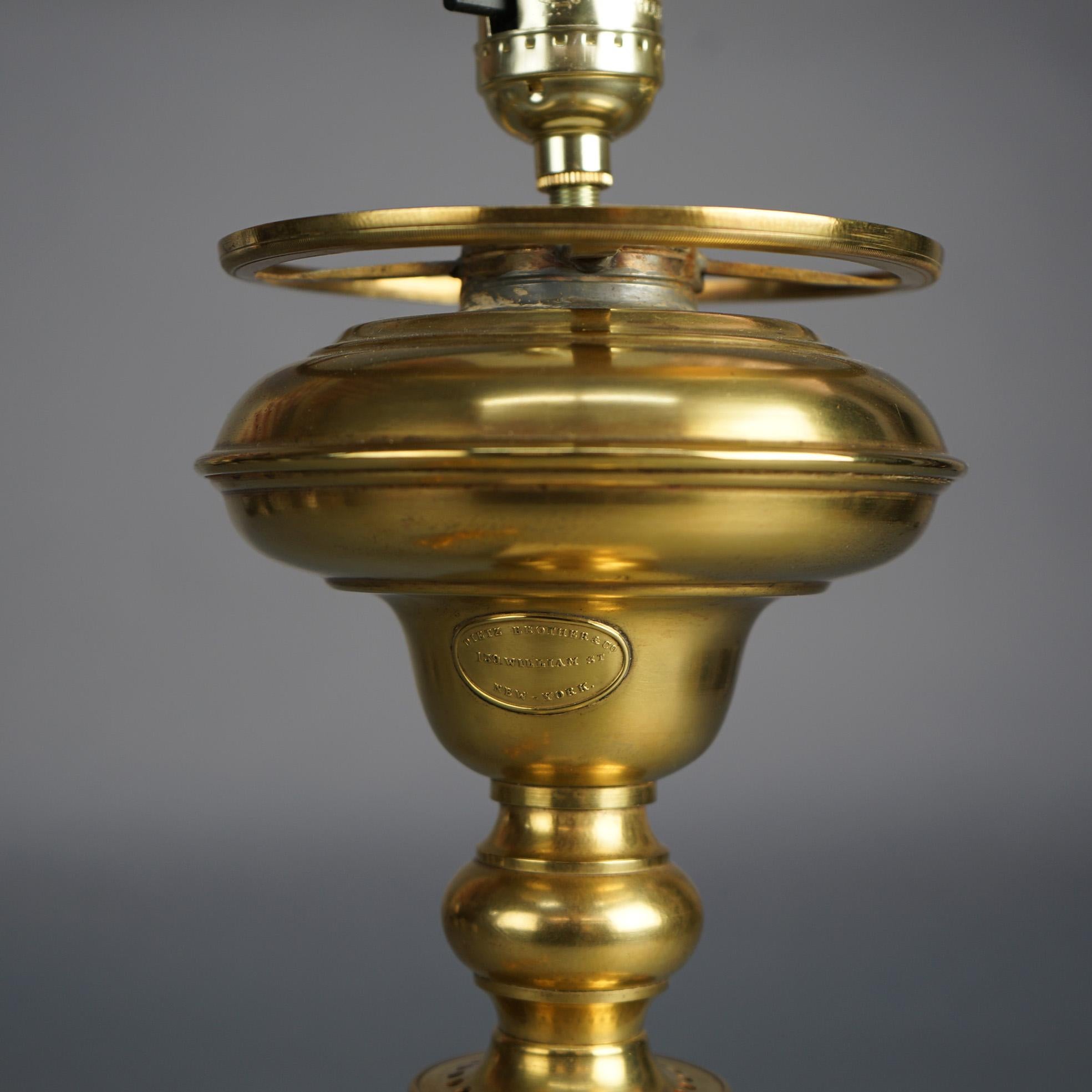 Antique Brass Solar Lamp with Tam-O-Shanter Cut Glass Shade & Marble Base C1840 For Sale 6