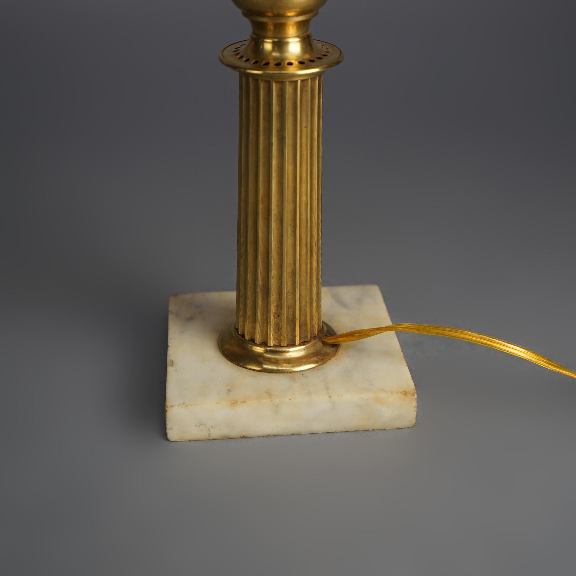 Antique Brass Solar Lamp with Tam-O-Shanter Cut Glass Shade & Marble Base C1840 For Sale 7