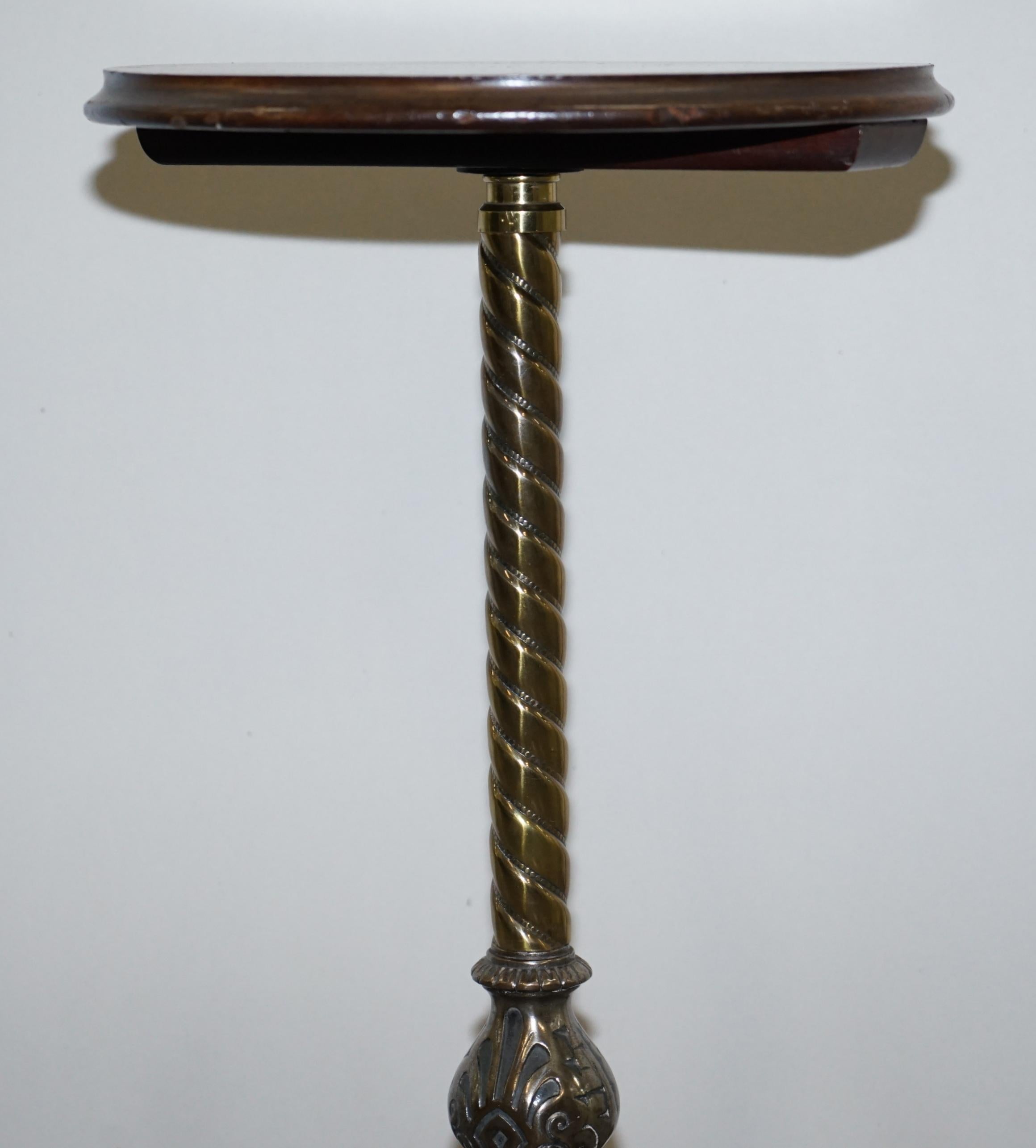 High Victorian Antique Brass & Steel John Carter Literary Machine Side End Lamp Wine Table