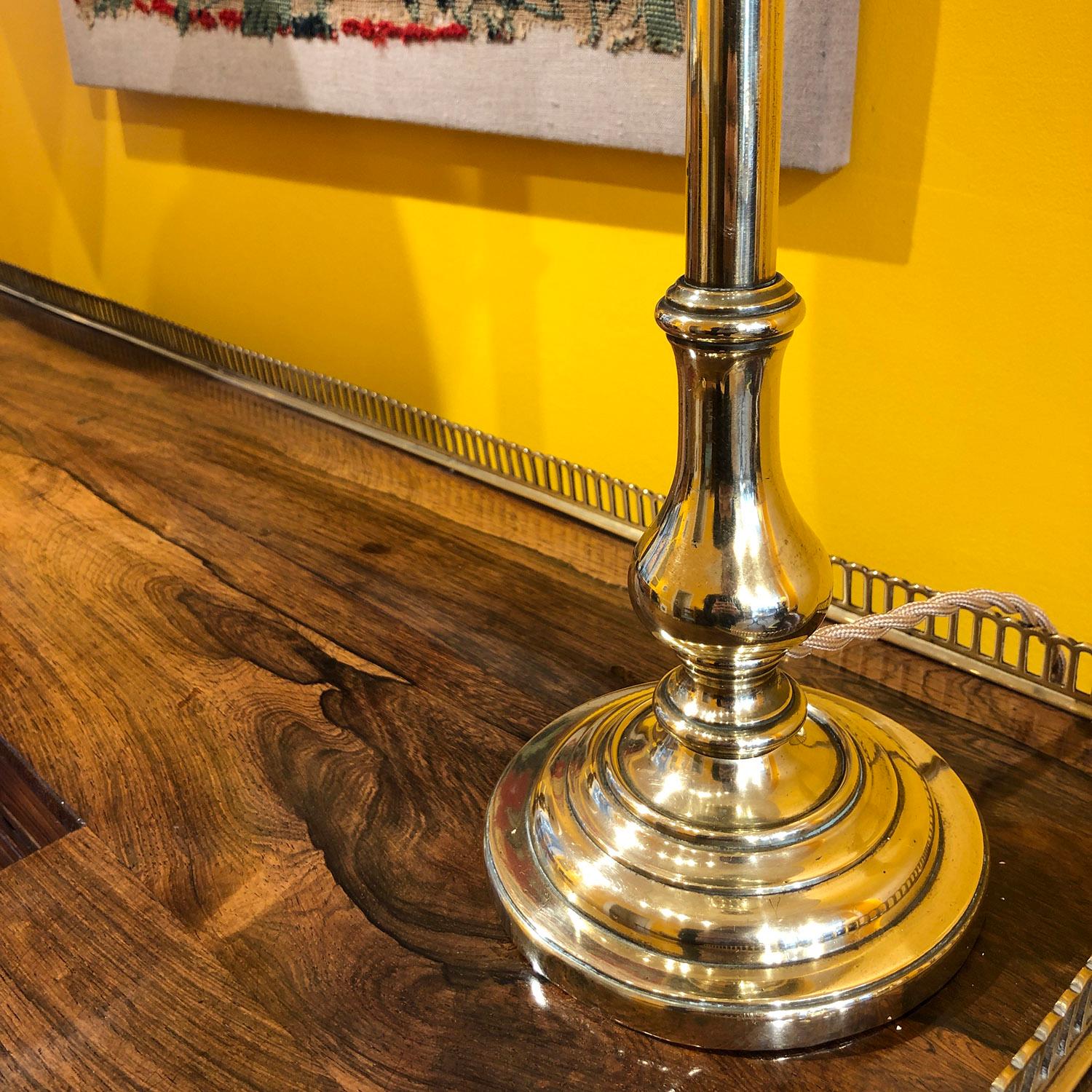 A very attractive antique brass table lamp, 
early 20th century.

Why we like it
This wonderfully chic lamp perfectly illustrates that simplicity is the ultimate sophistication. Its stem is styled as bamboo, evoking chinoiserie motifs. Looks