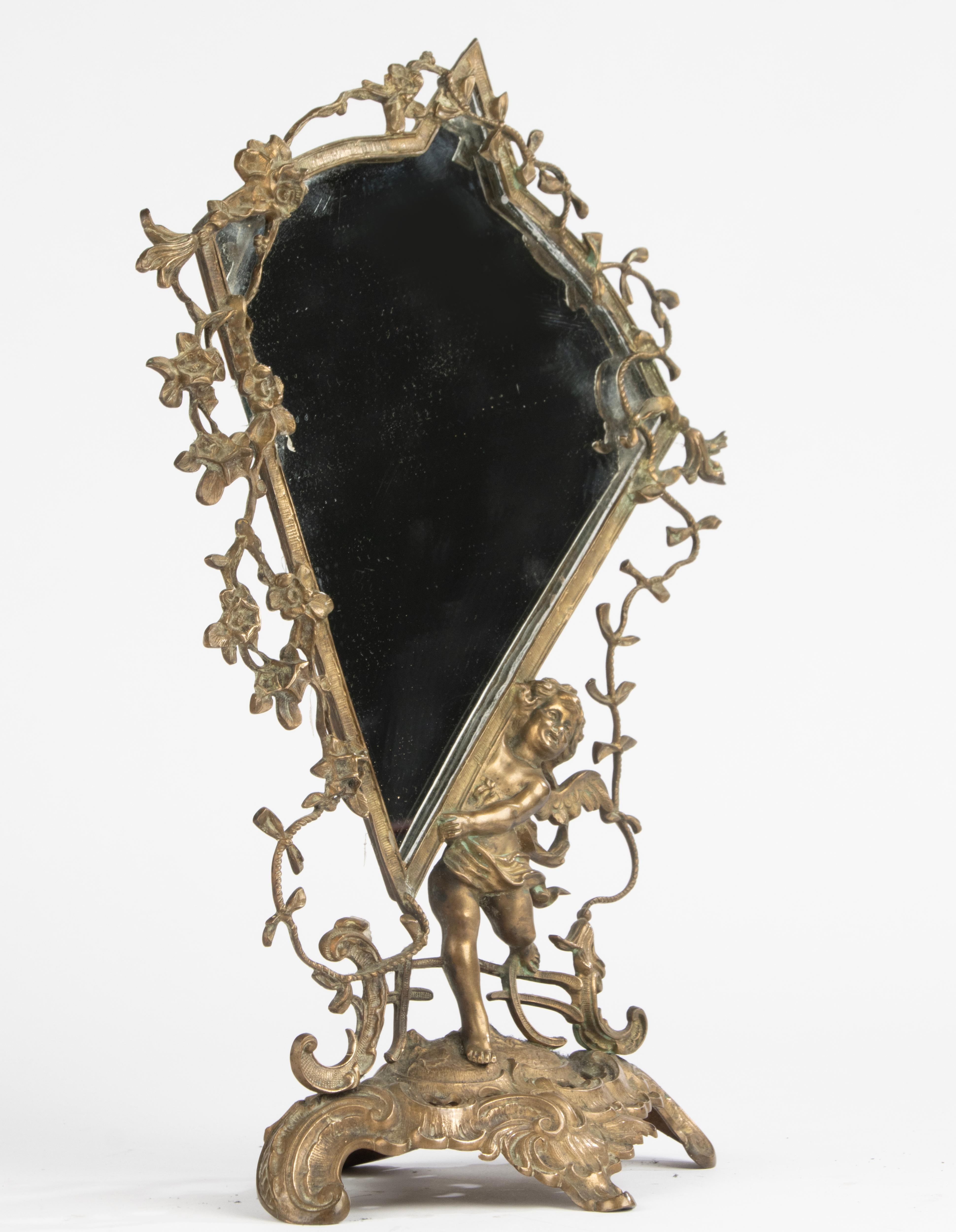 Antique Mirror de table en laiton en vente 5