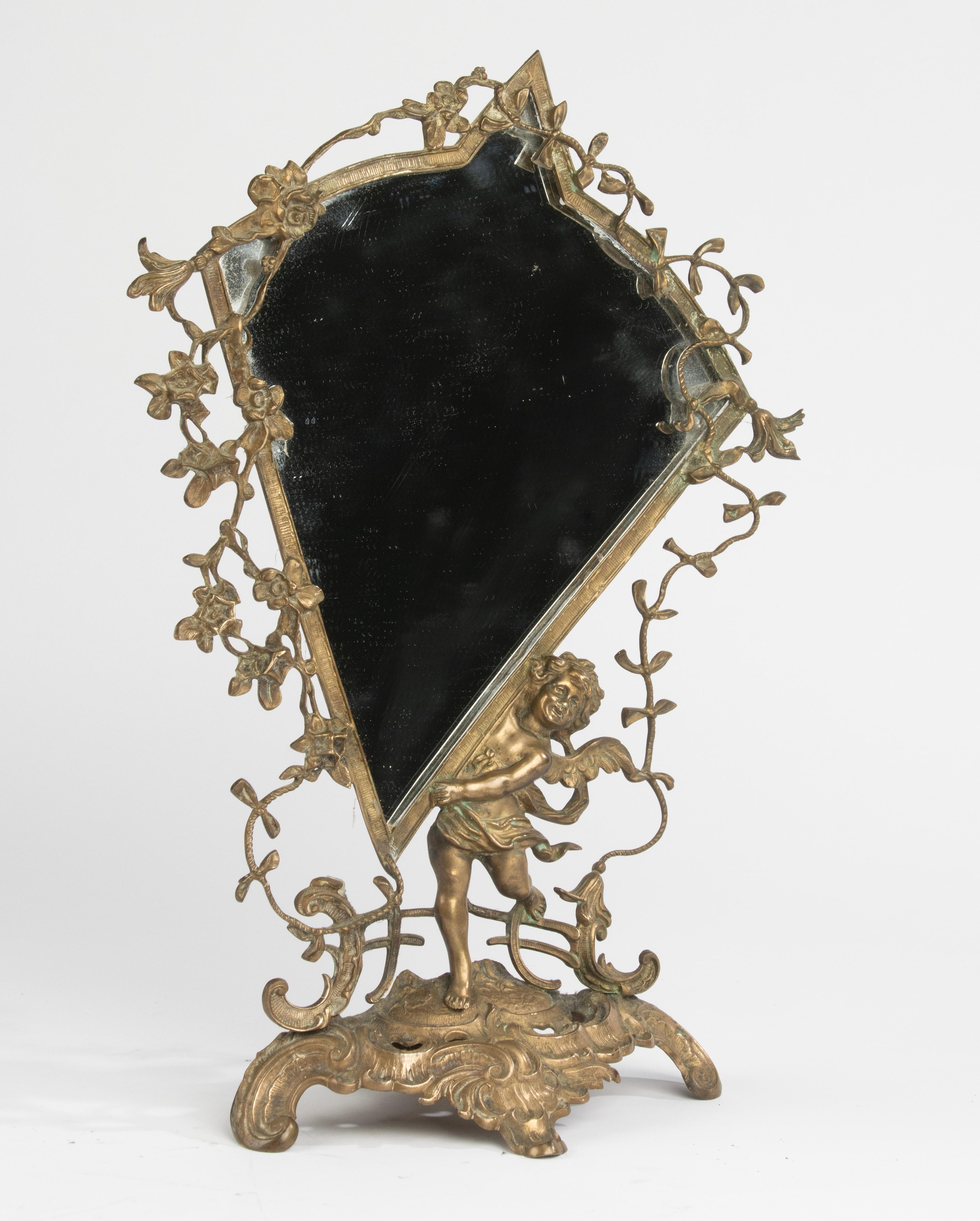 Antique Mirror de table en laiton en vente 7