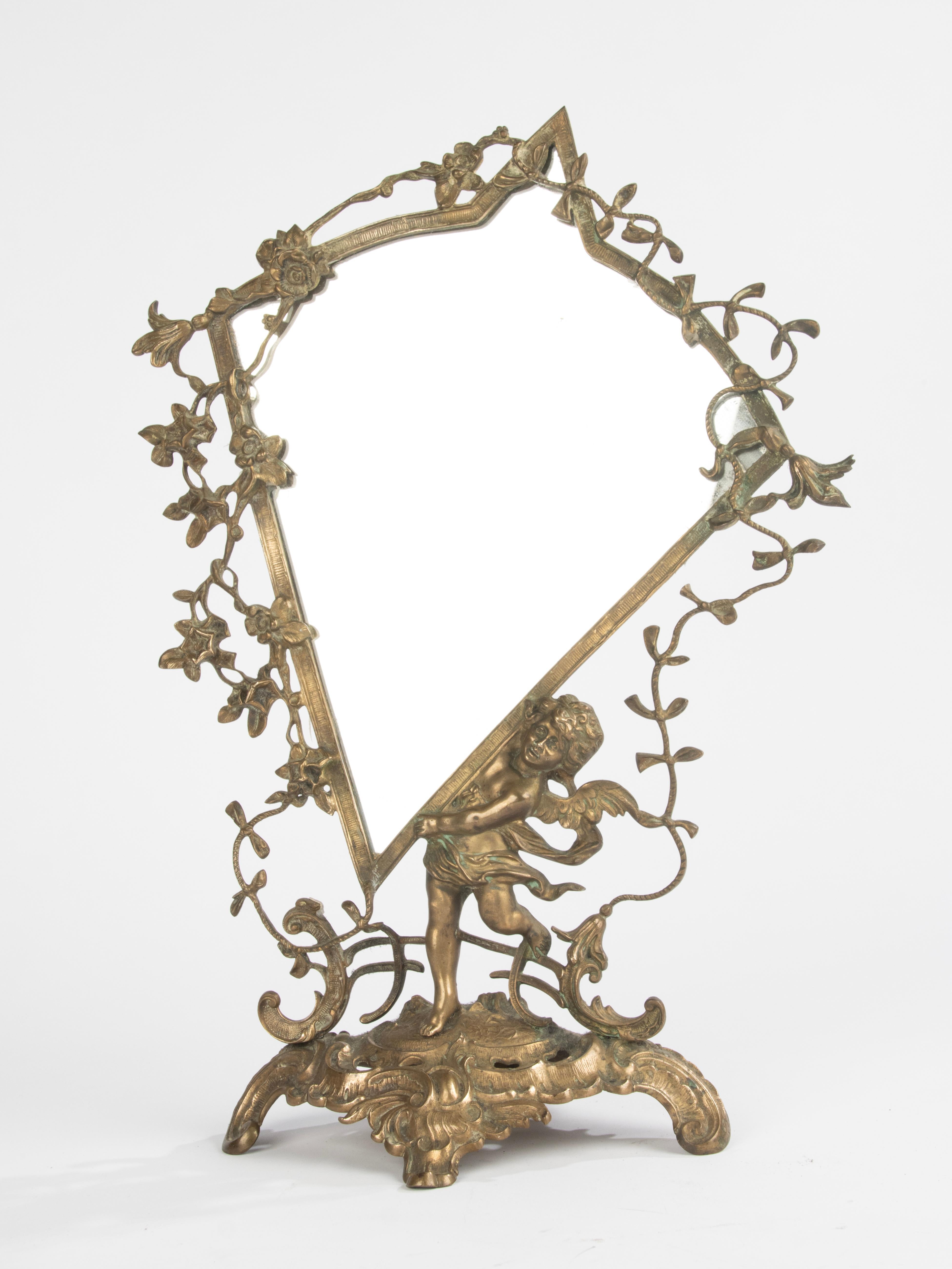 Antique Mirror de table en laiton en vente 8