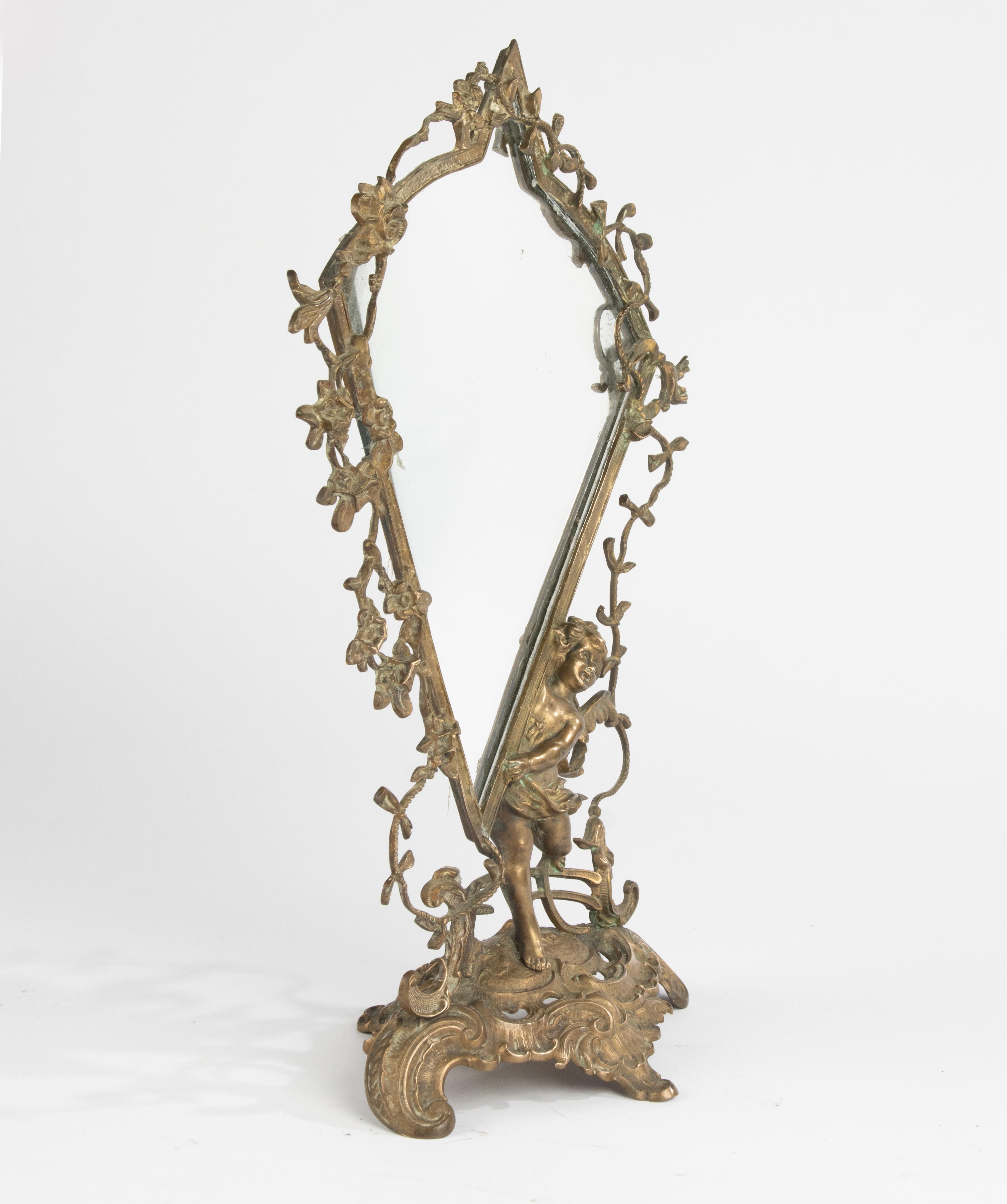 Antique Mirror de table en laiton en vente 1