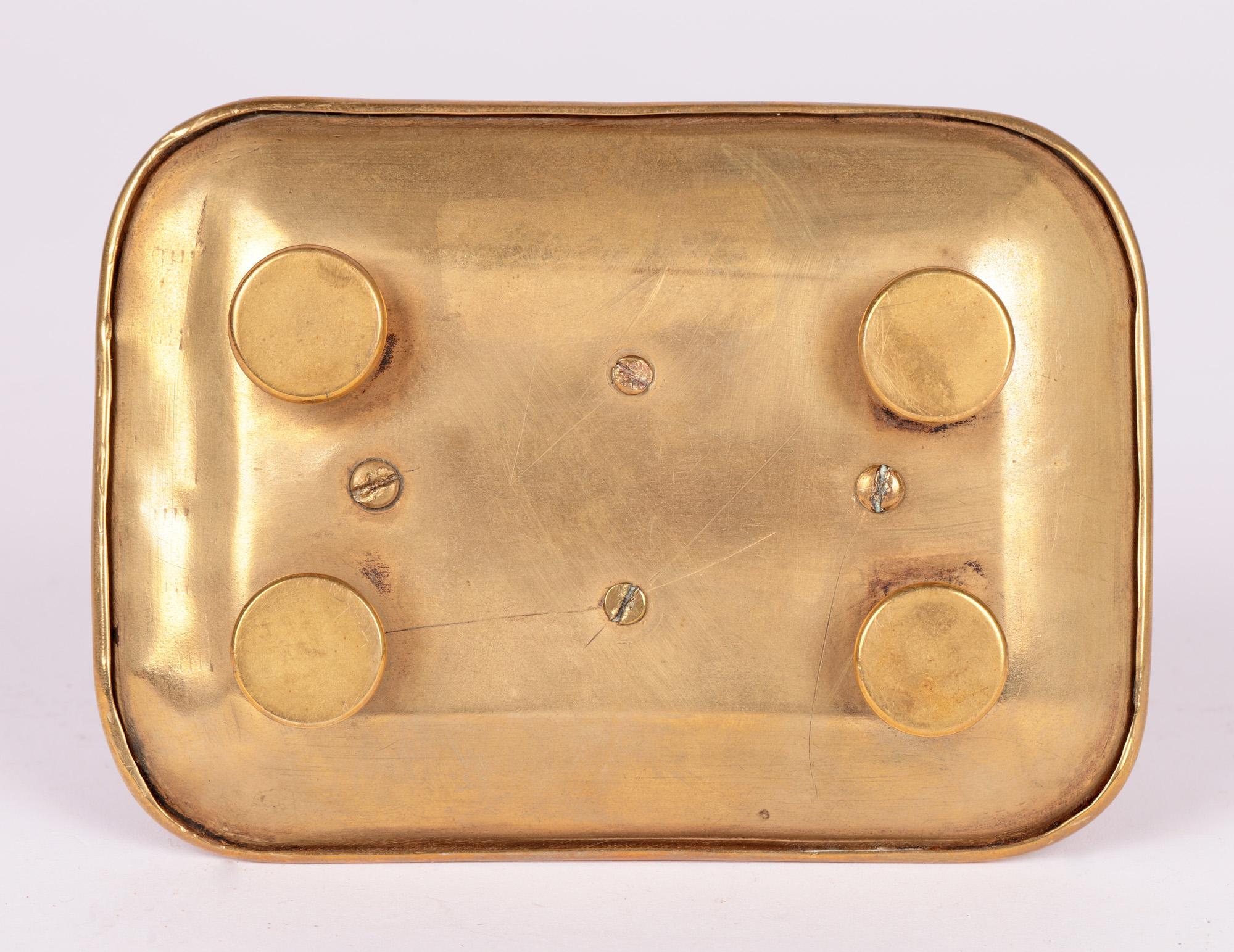 Antique Brass Table Vesta with Novelty Enameled Figure For Sale 6