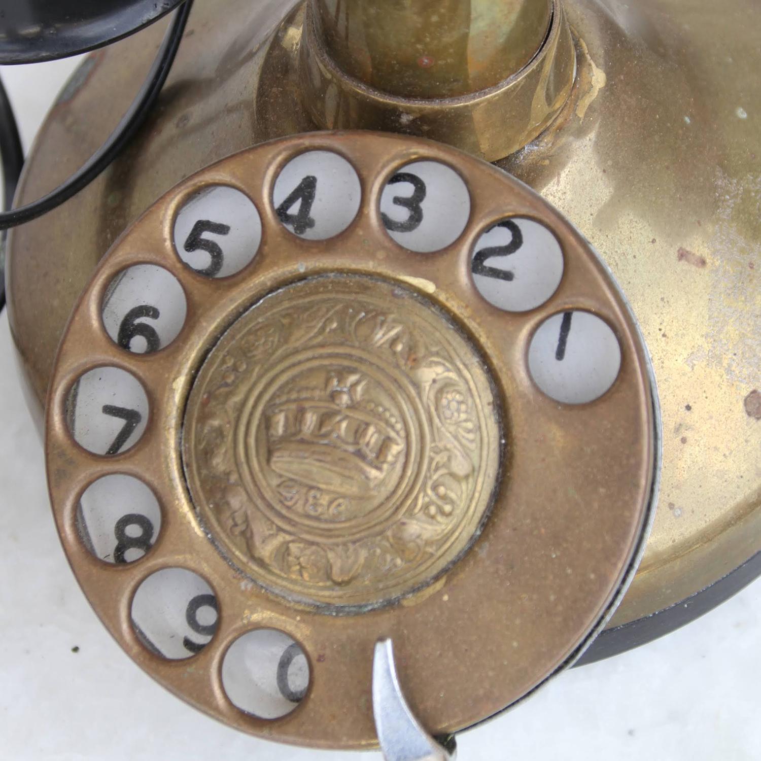 antique brass phone