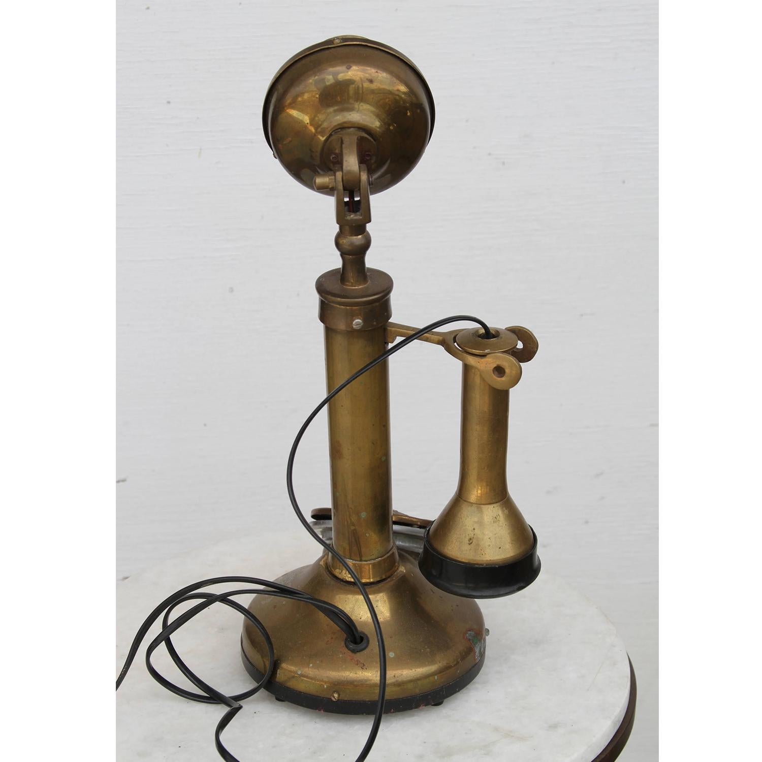 Antique Brass Telephone In Good Condition In Pasadena, TX