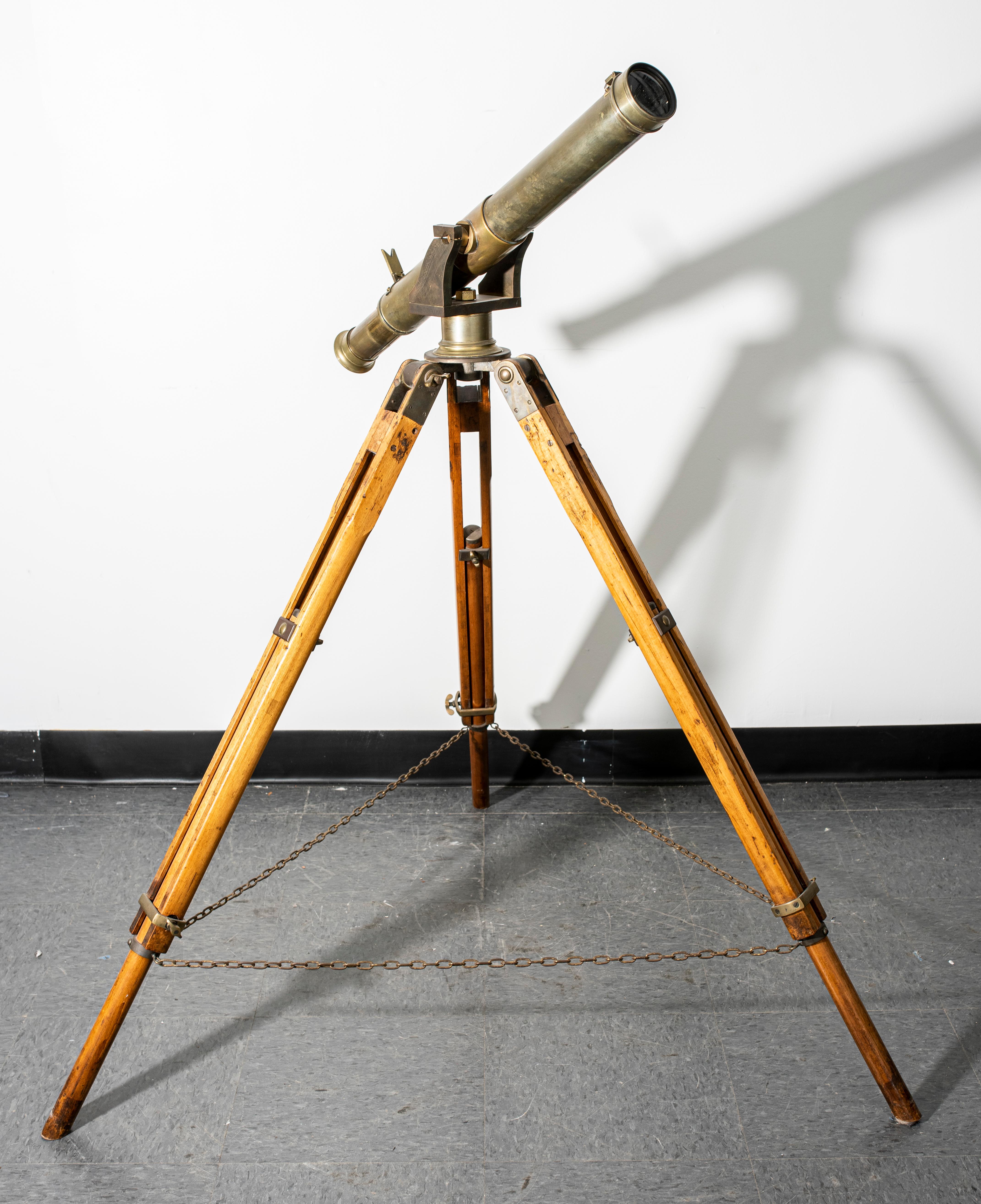 European Antique Brass Telescope on Adjustable Tripod Base