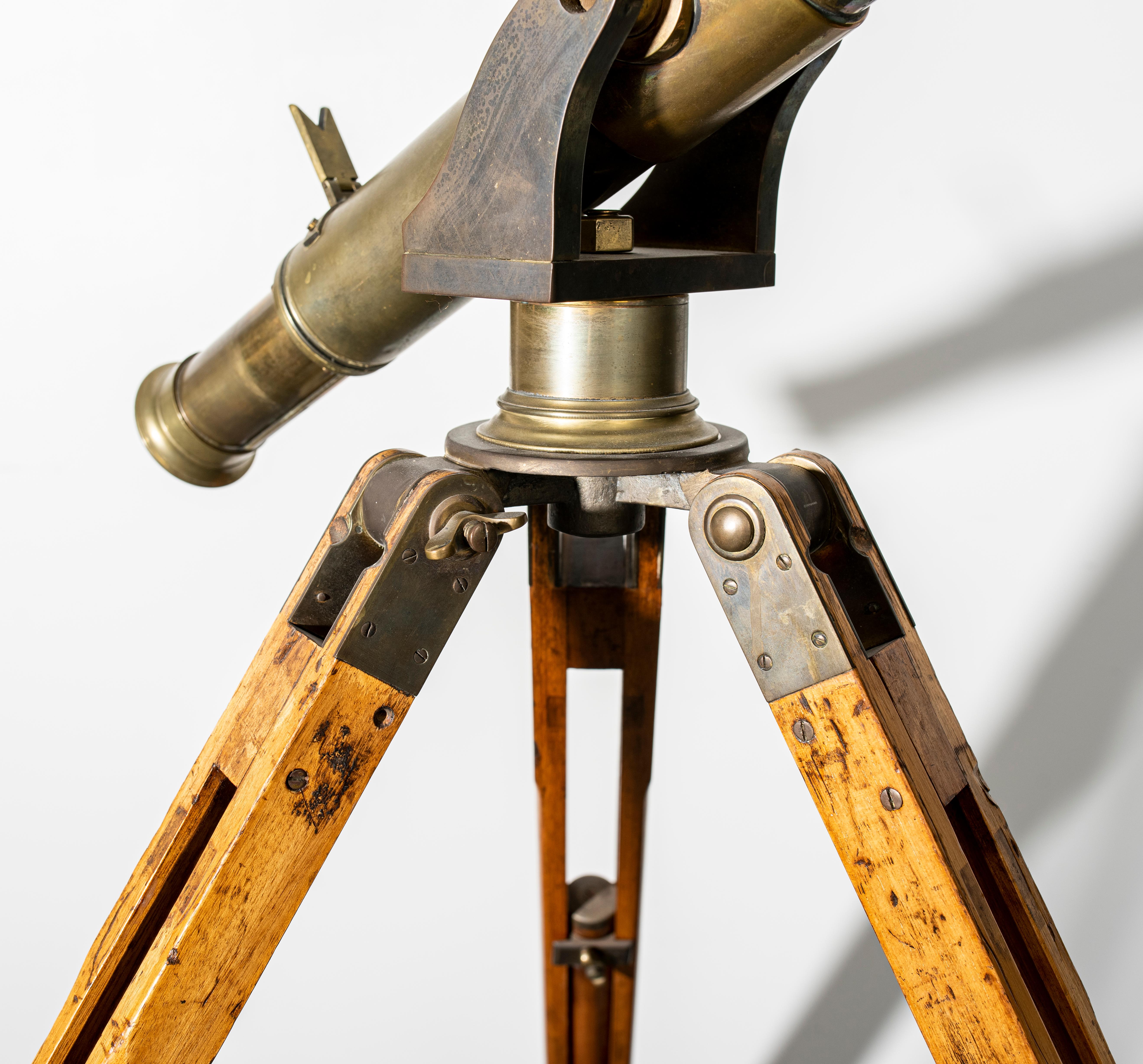 Antique Brass Telescope on Adjustable Tripod Base 2