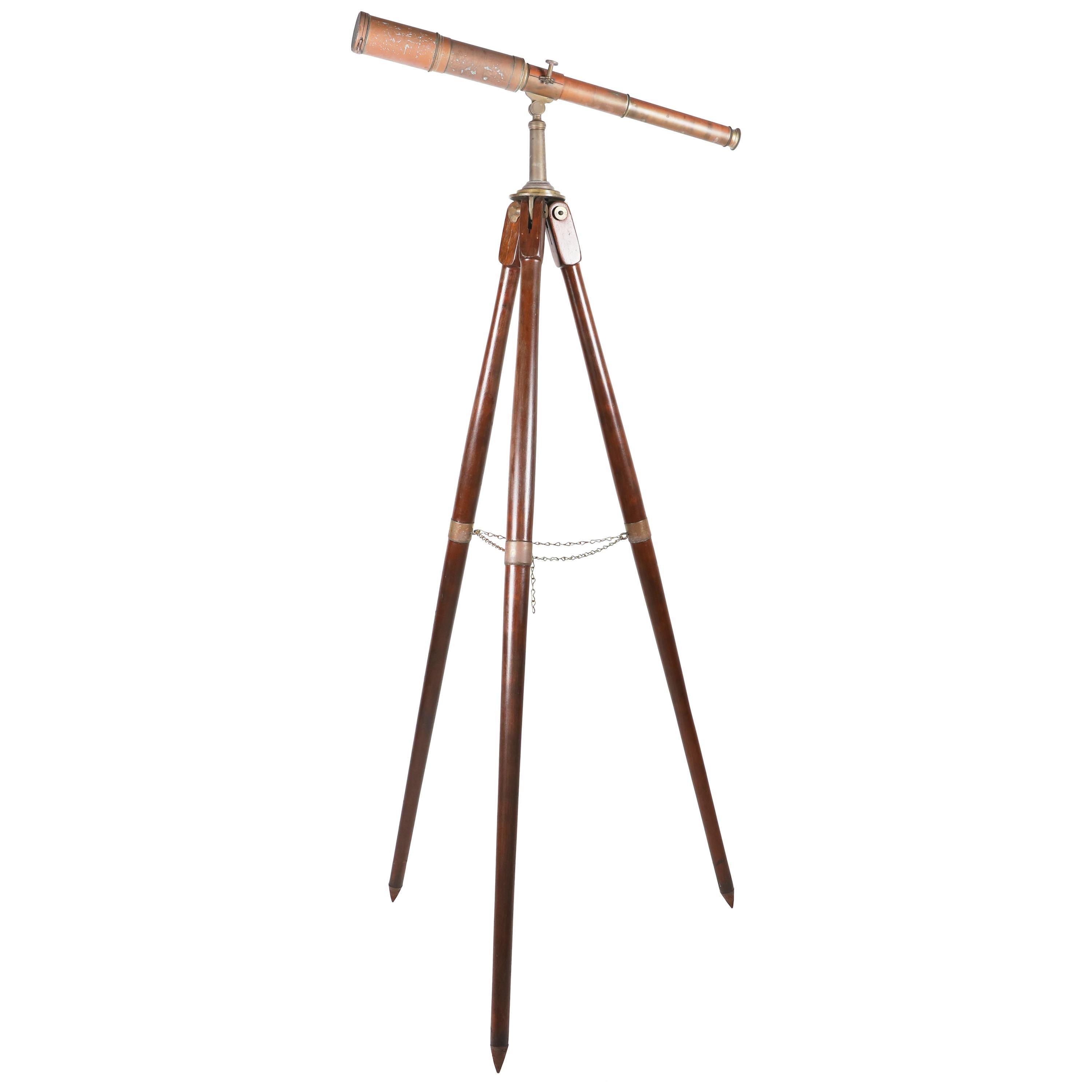 Antique Brass Telescope on Tripod