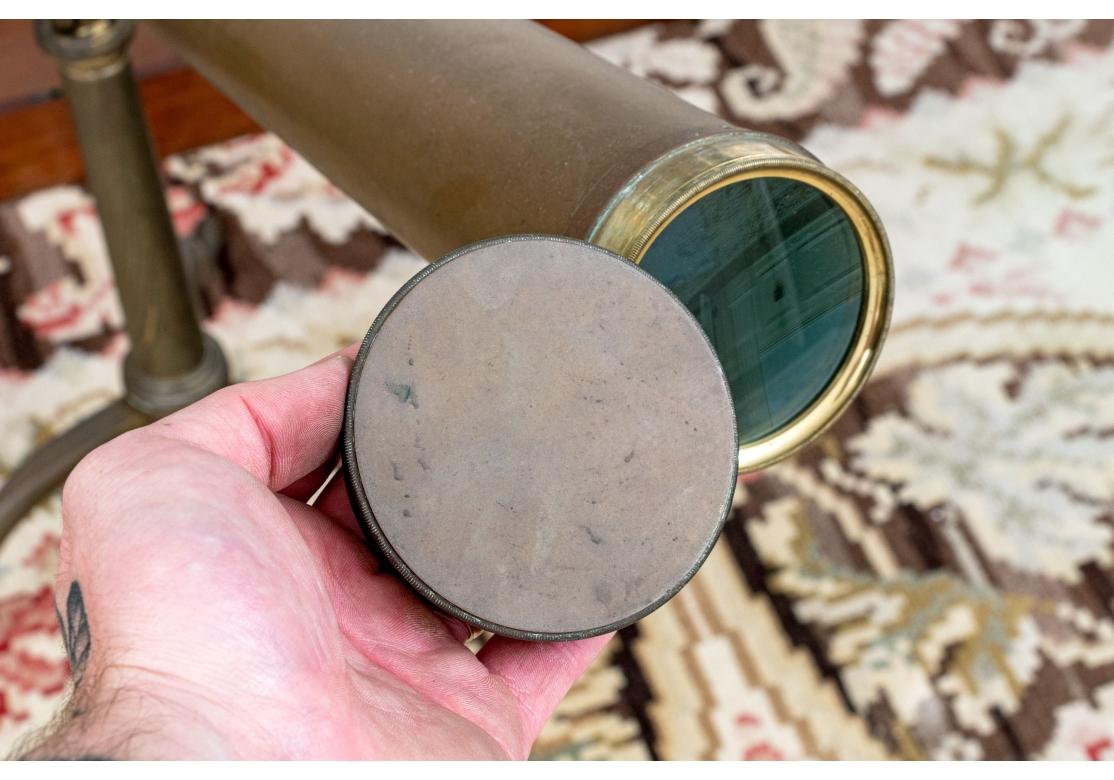 Antique Brass Telescope On Tripod Stand For Sale 10