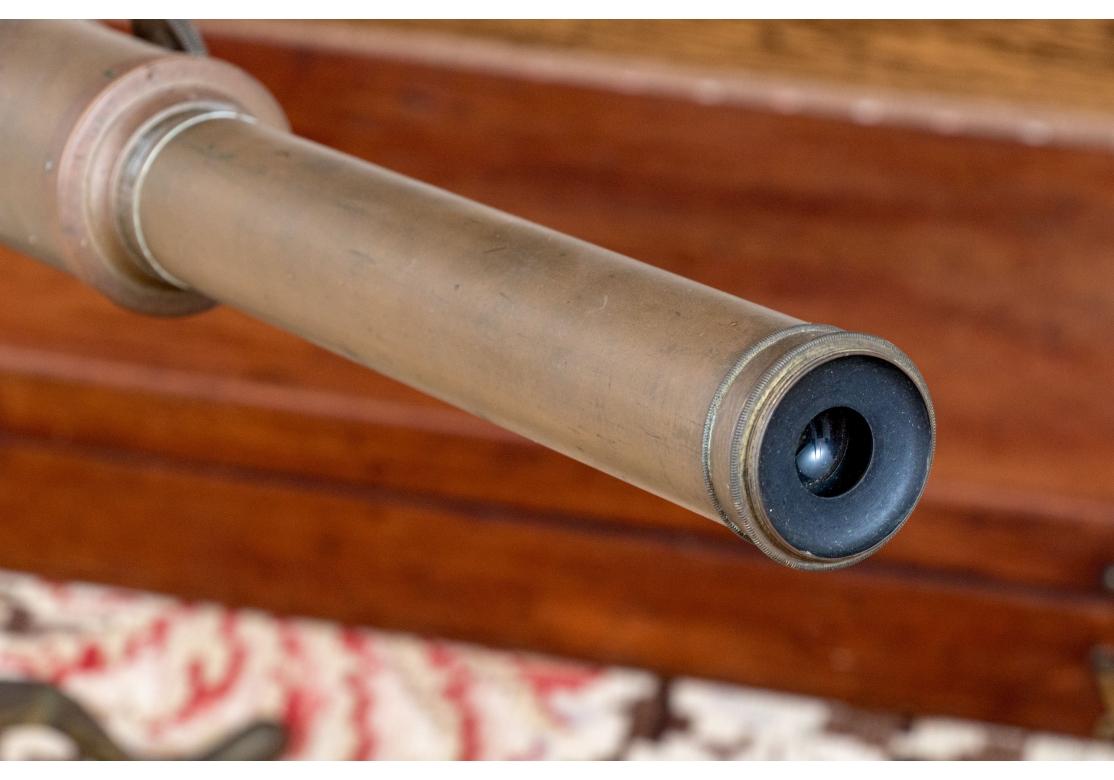 Antique Brass Telescope On Tripod Stand For Sale 1