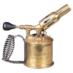 Antique Brass Three Crown's Plumber's Blowtorch c.1900, Made in Sweden