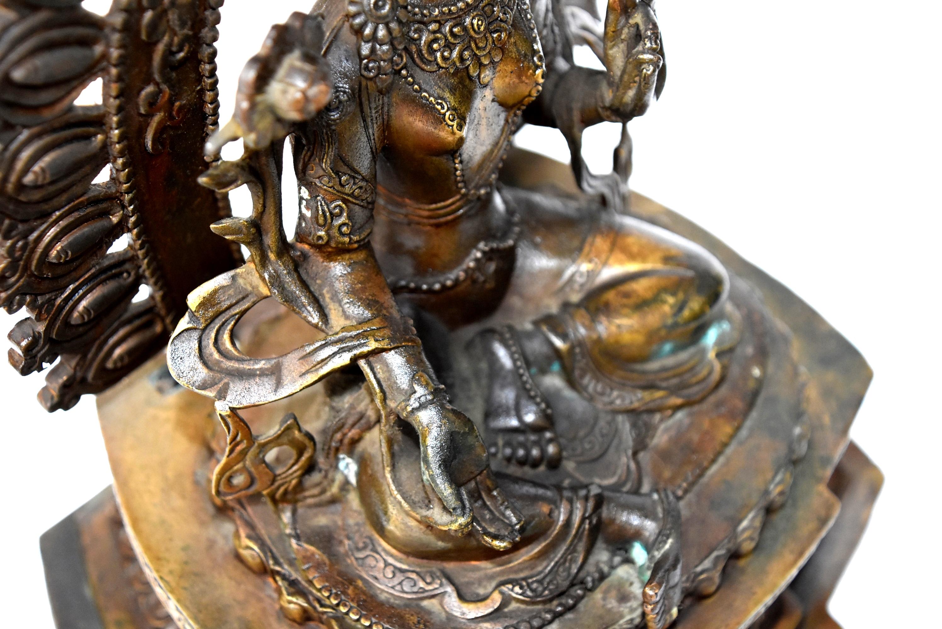 Antique Brass Tibetan Green Tara 8