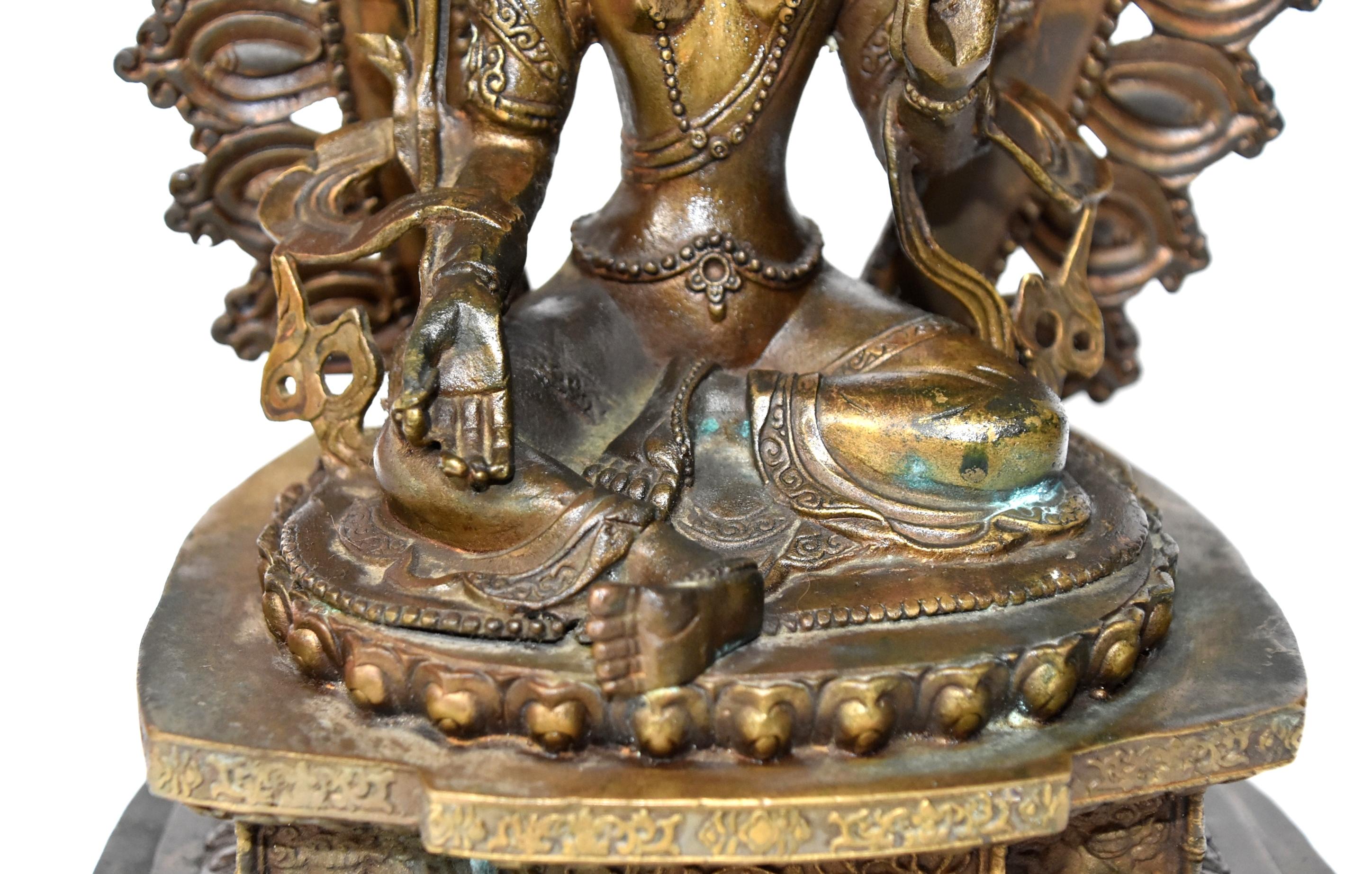 Antique Brass Tibetan Green Tara 13