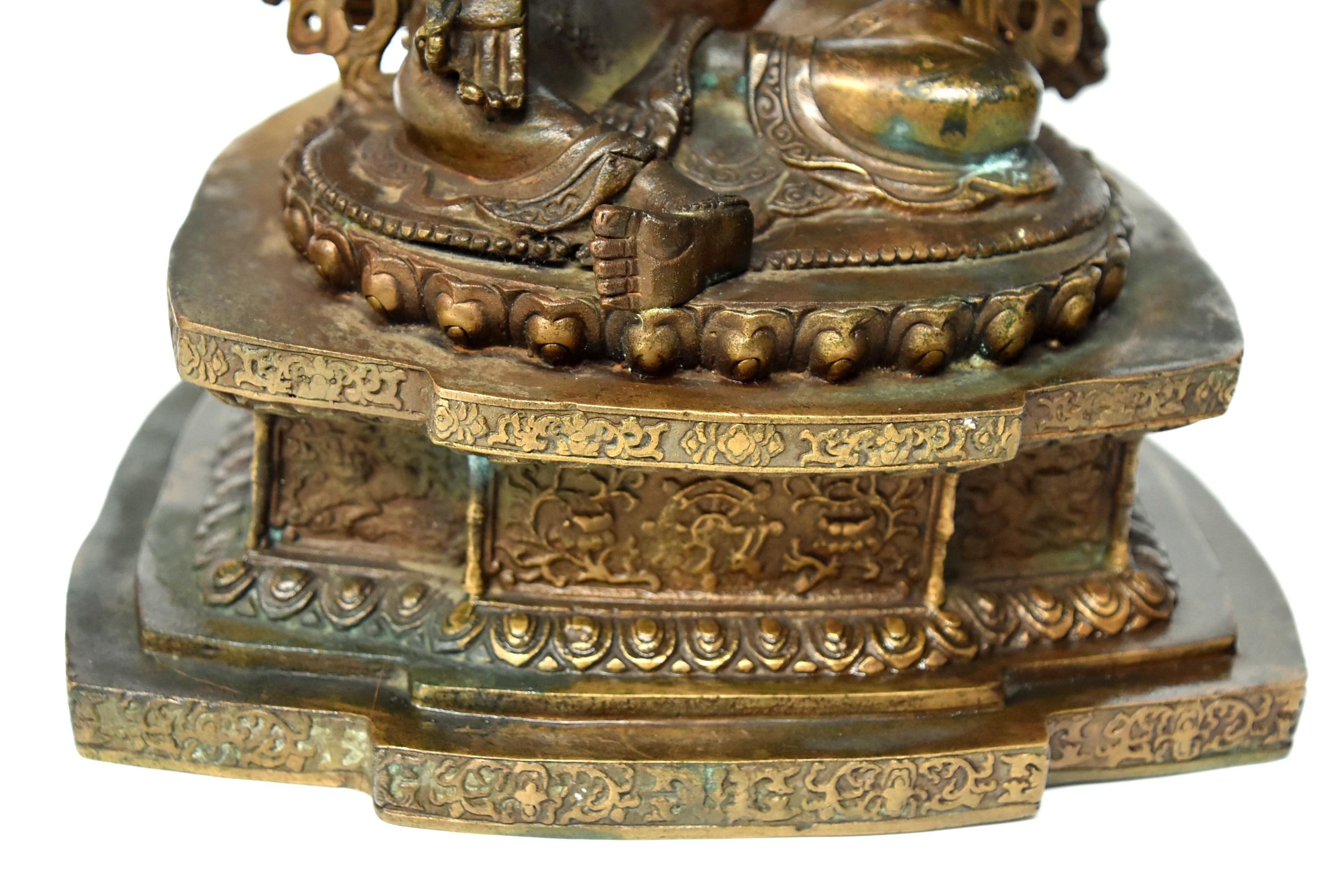 19th Century Antique Brass Tibetan Green Tara