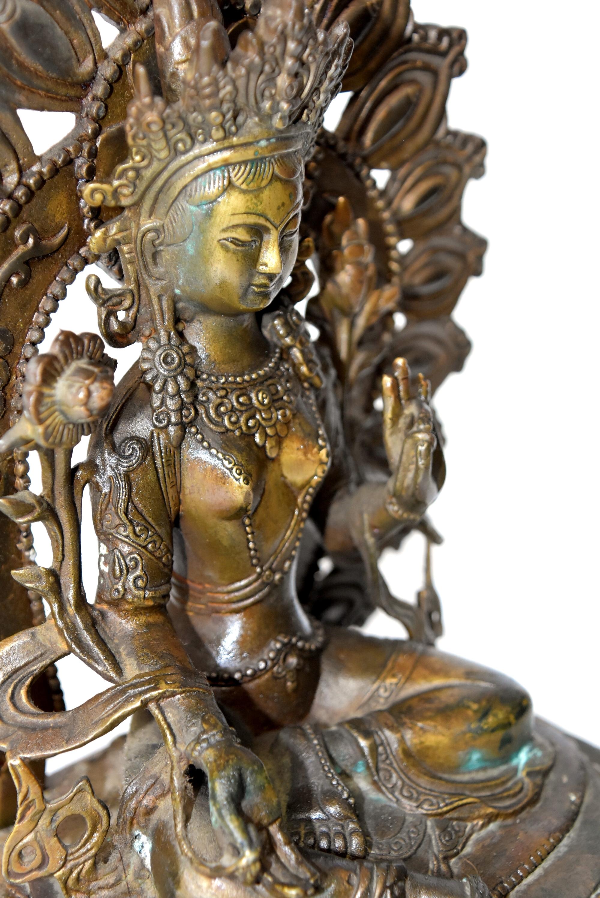 Antique Brass Tibetan Green Tara 3