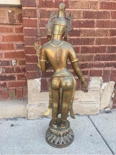Antique Brass Tibetan Tara Buddhist Goddess Statue
