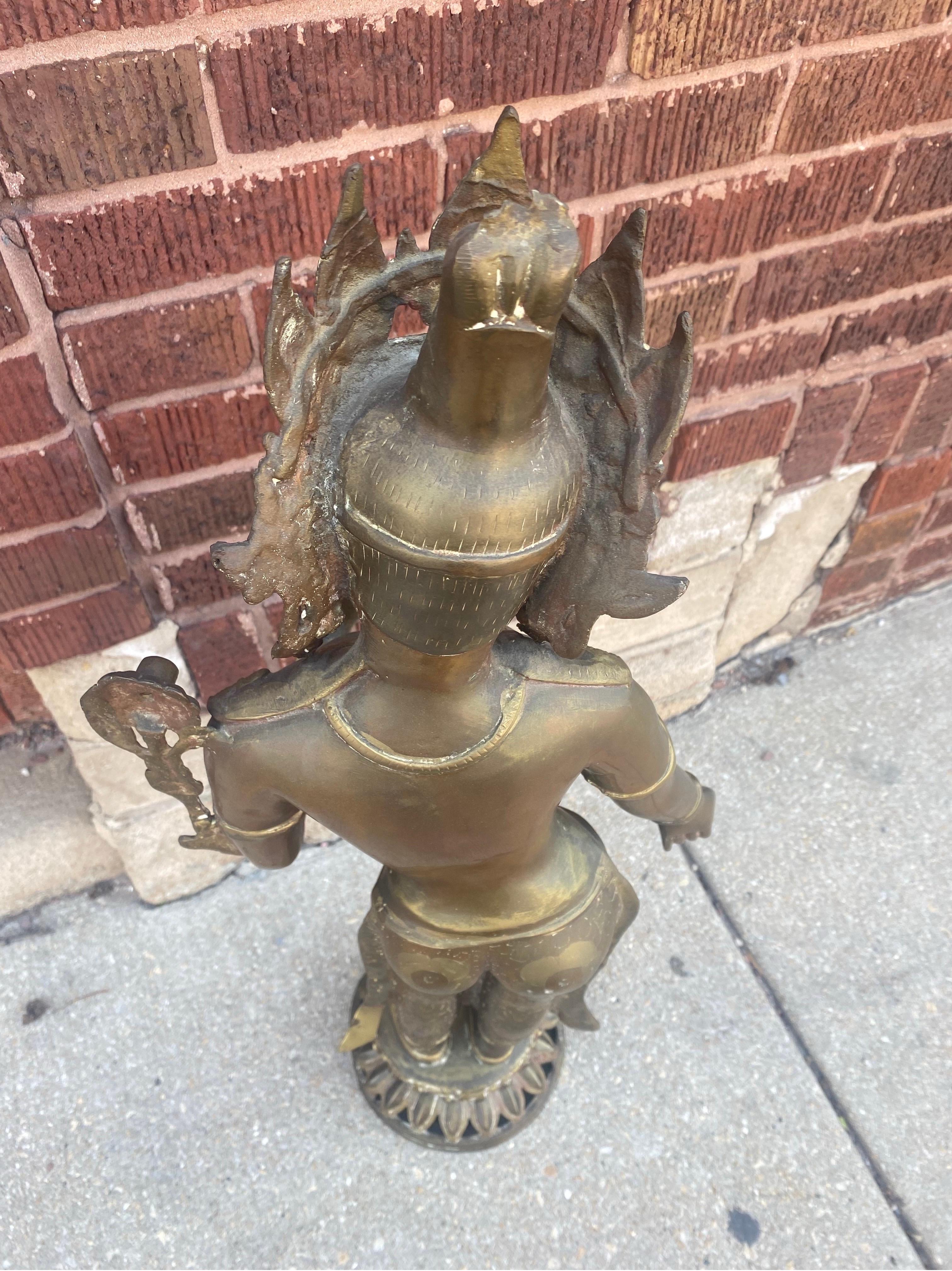 Antique Brass Tibetan Tara Buddhist Goddess Statue In Good Condition For Sale In Chicago, IL