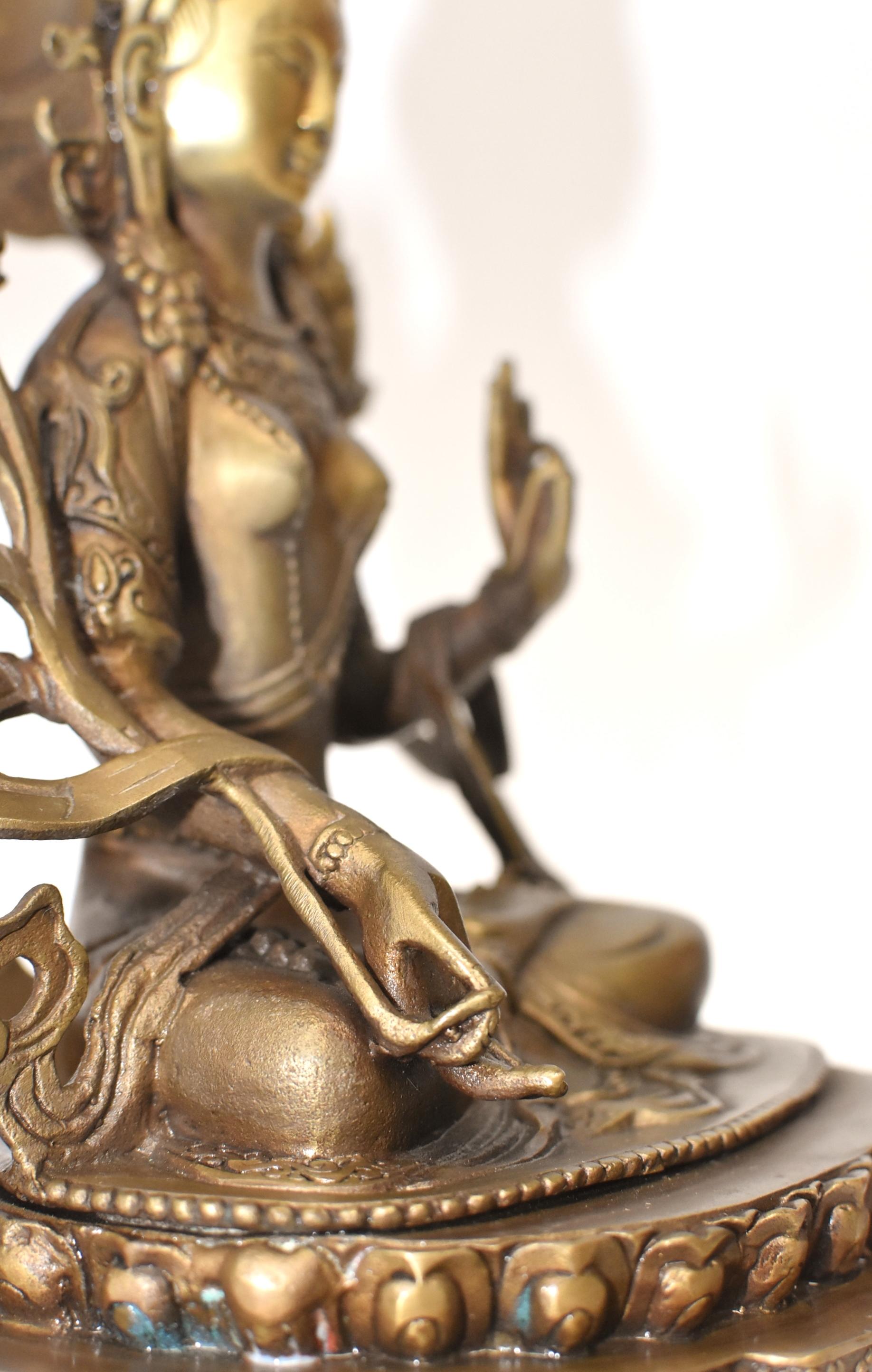 Antique Brass Tibetan White Tara 8