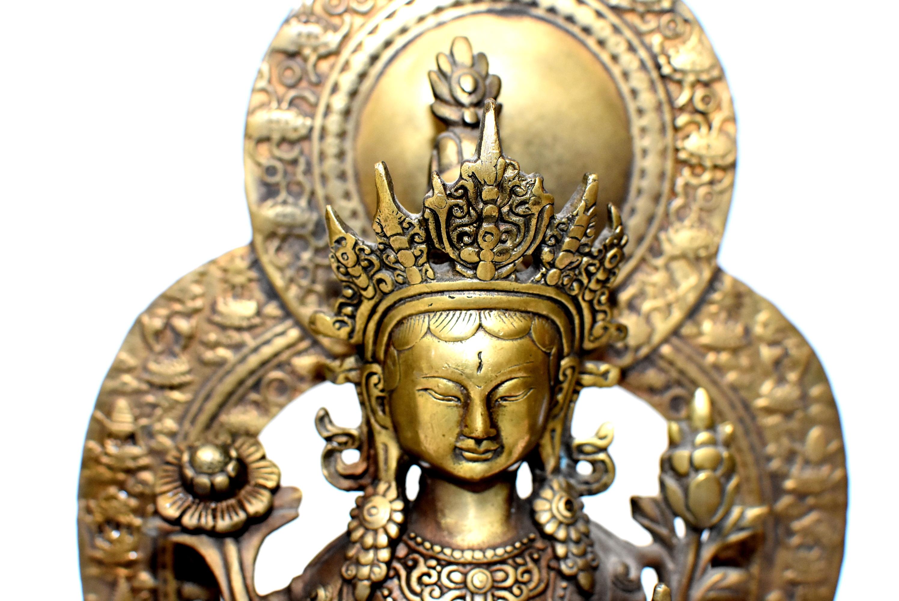 Antique Brass Tibetan White Tara 13