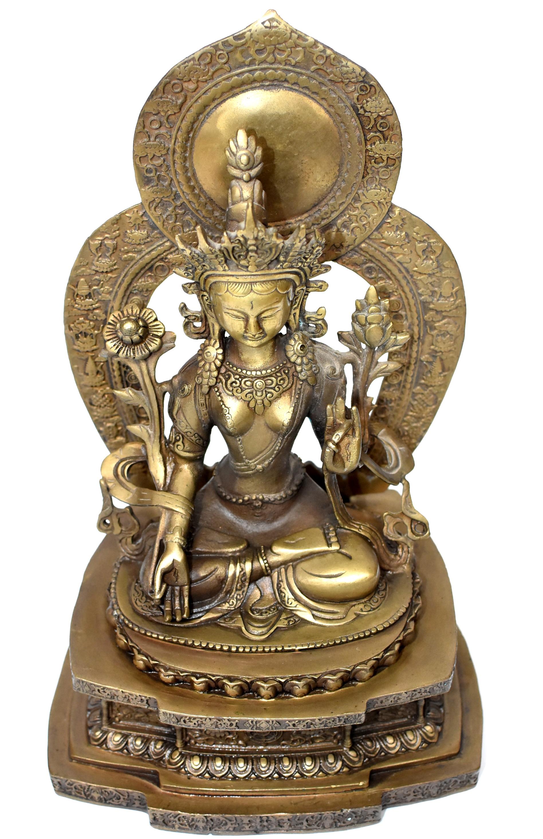 Antique Brass Tibetan White Tara 14