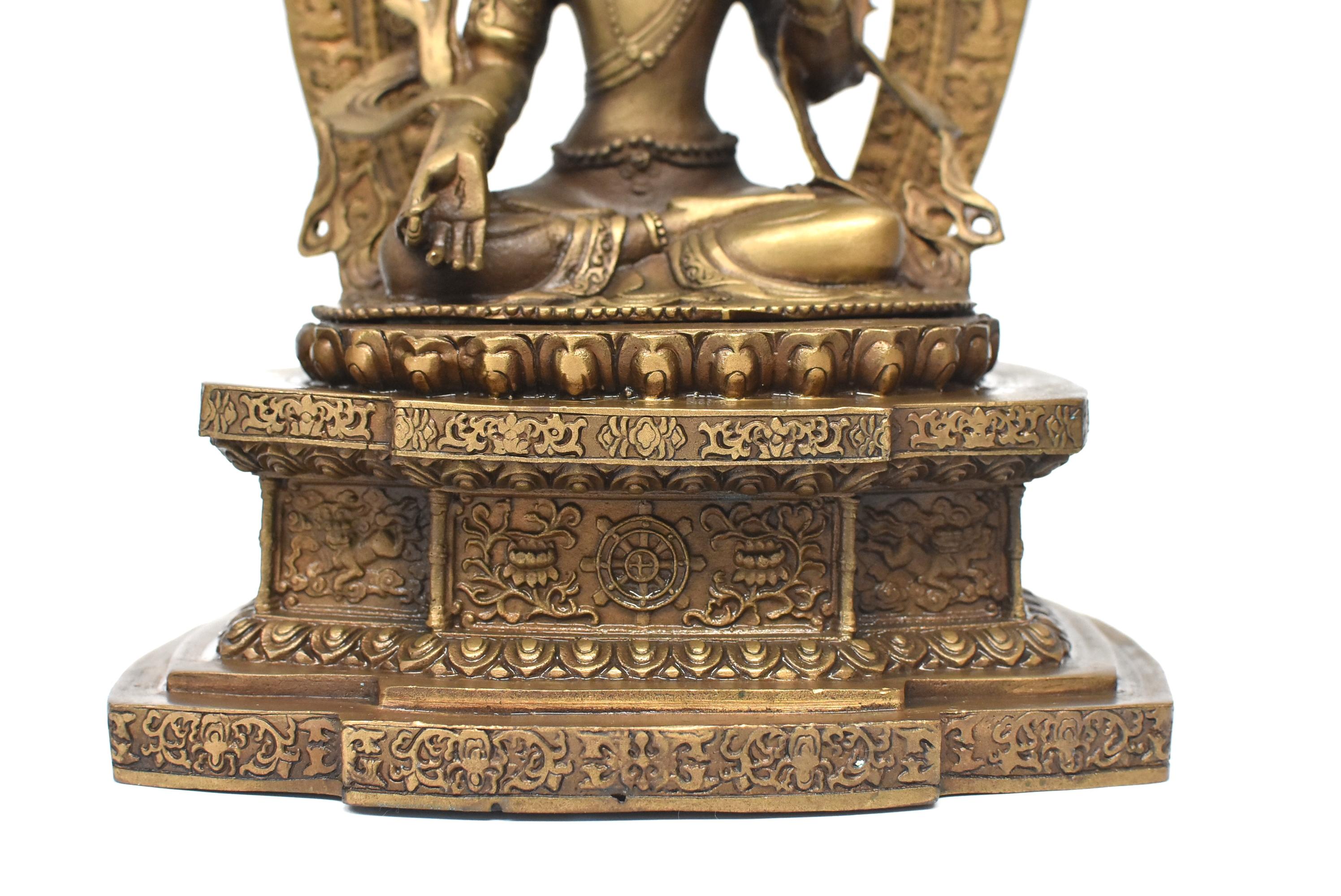 Antique Brass Tibetan White Tara In Good Condition In Somis, CA