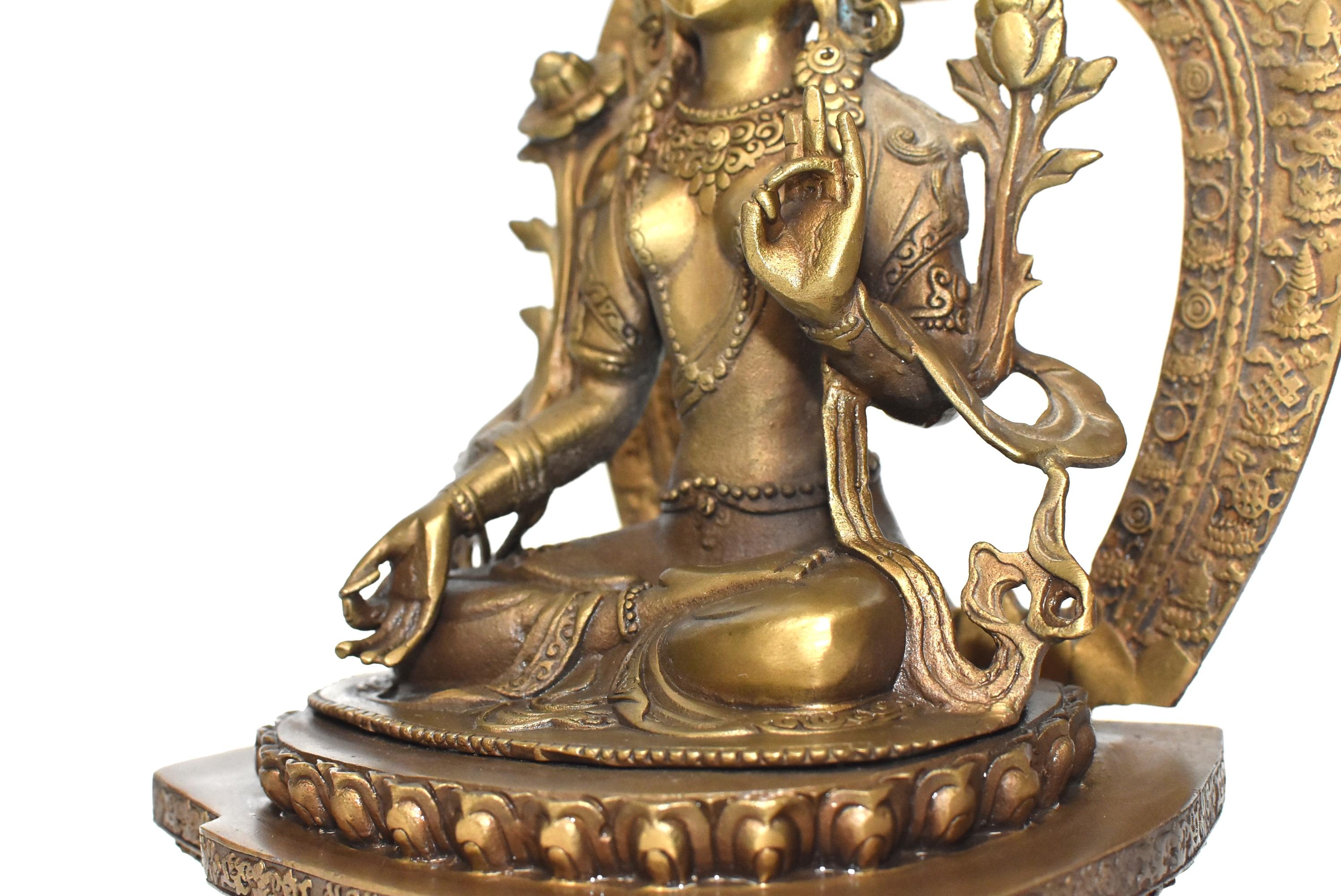 Antique Brass Tibetan White Tara 3
