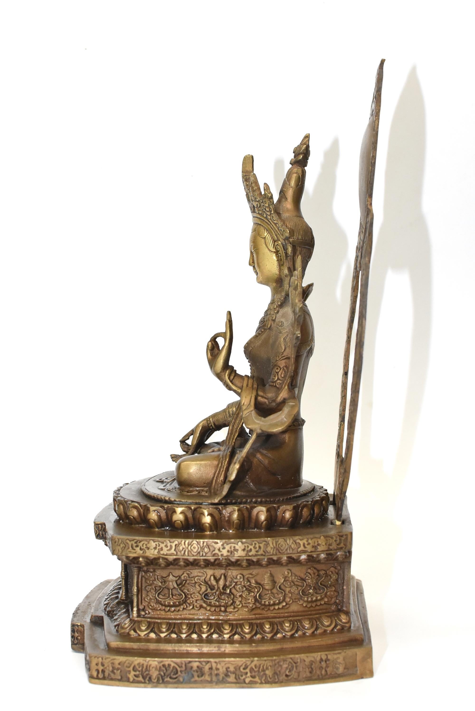 Antique Brass Tibetan White Tara 5