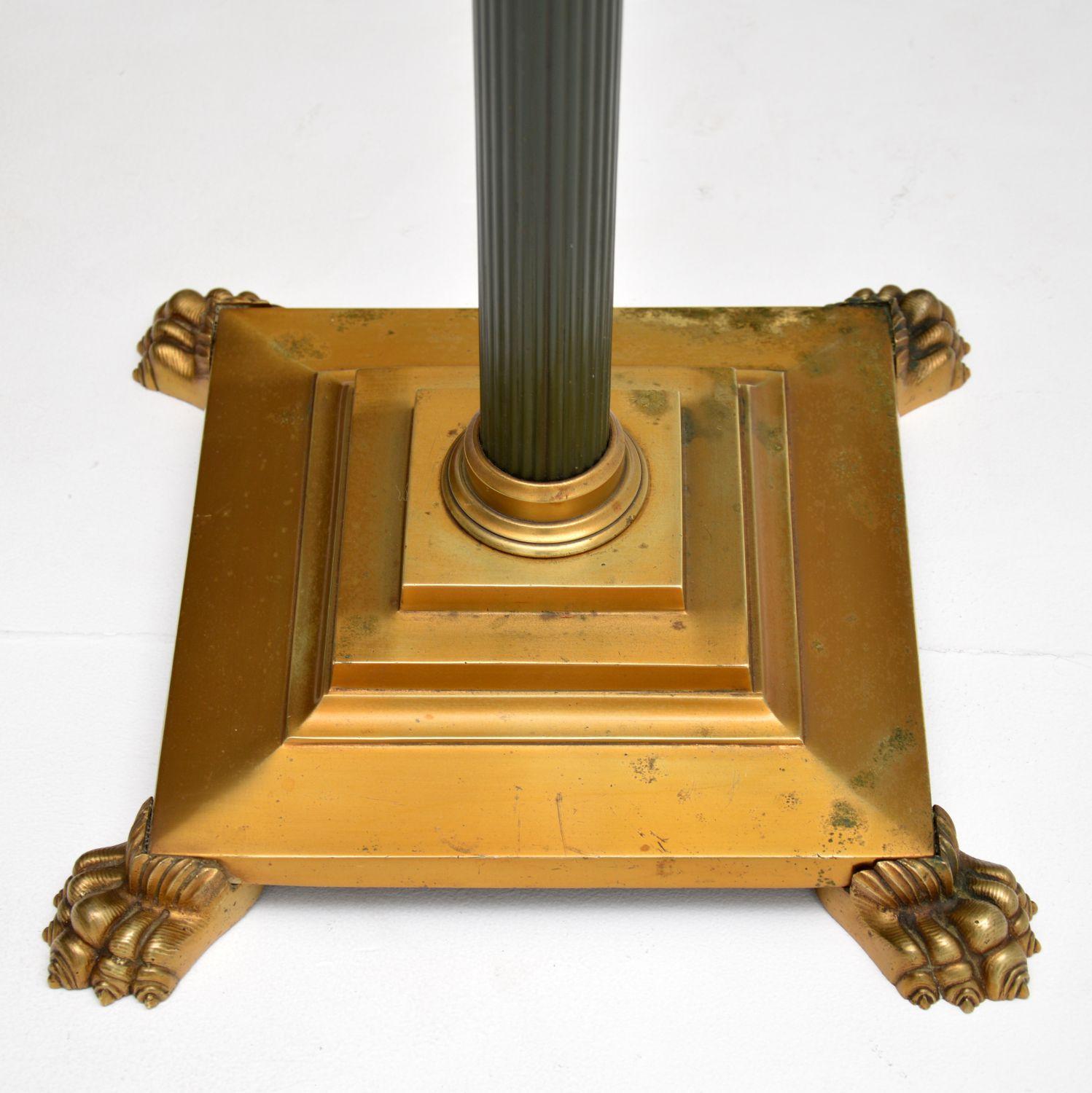 English Antique Brass & Tole Floor Lamp