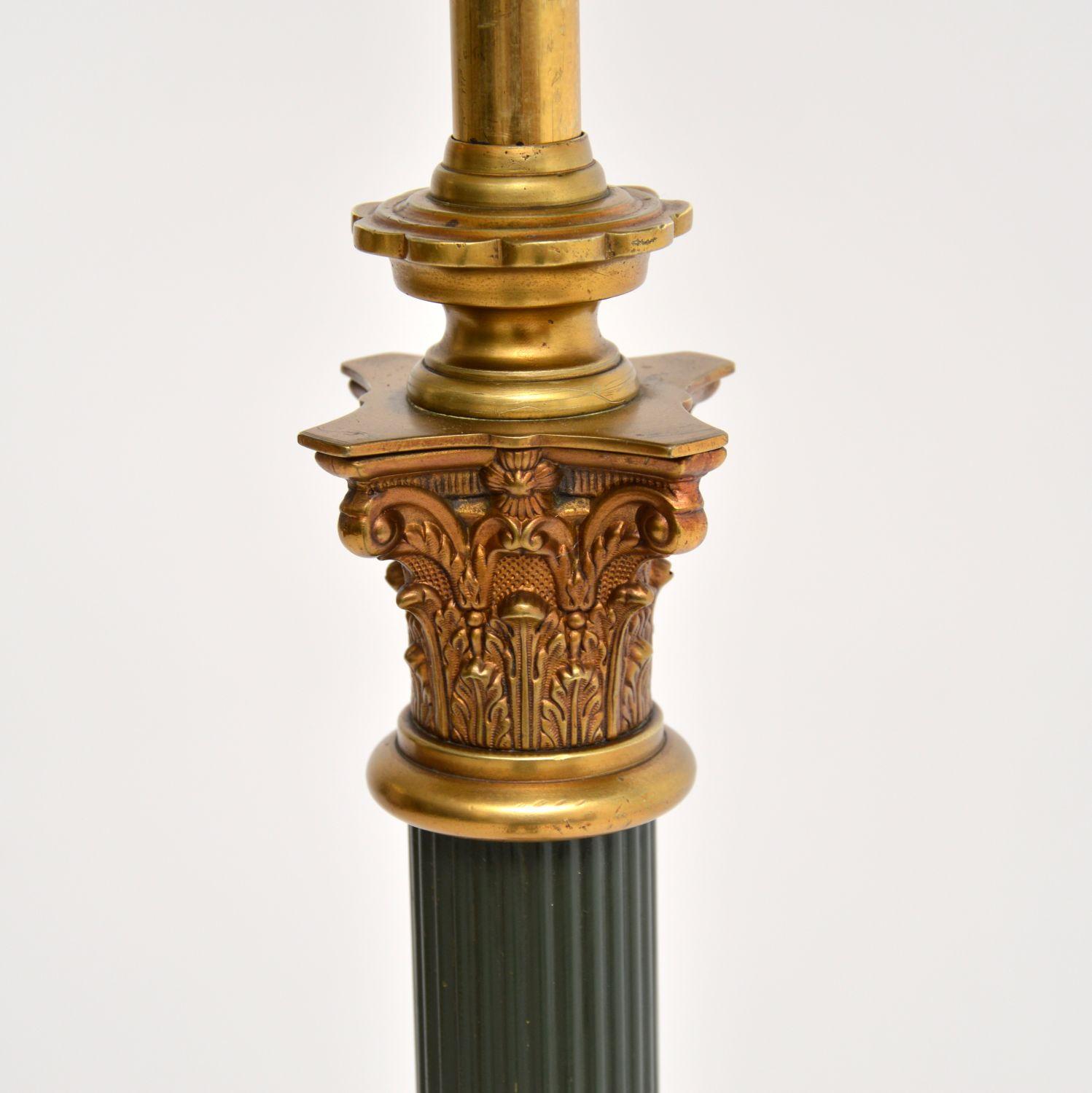 Antique Brass & Tole Floor Lamp In Good Condition In London, GB