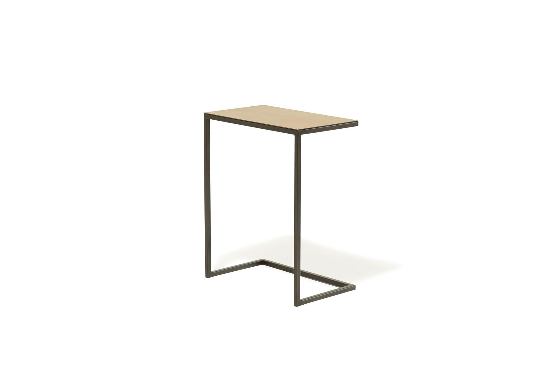 American Antique Brass and Blackened Steel Side Table For Sale