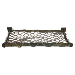 Antique Brass Train Railway Railroad Luggage Hat Storage Rack Net Shelf 20"