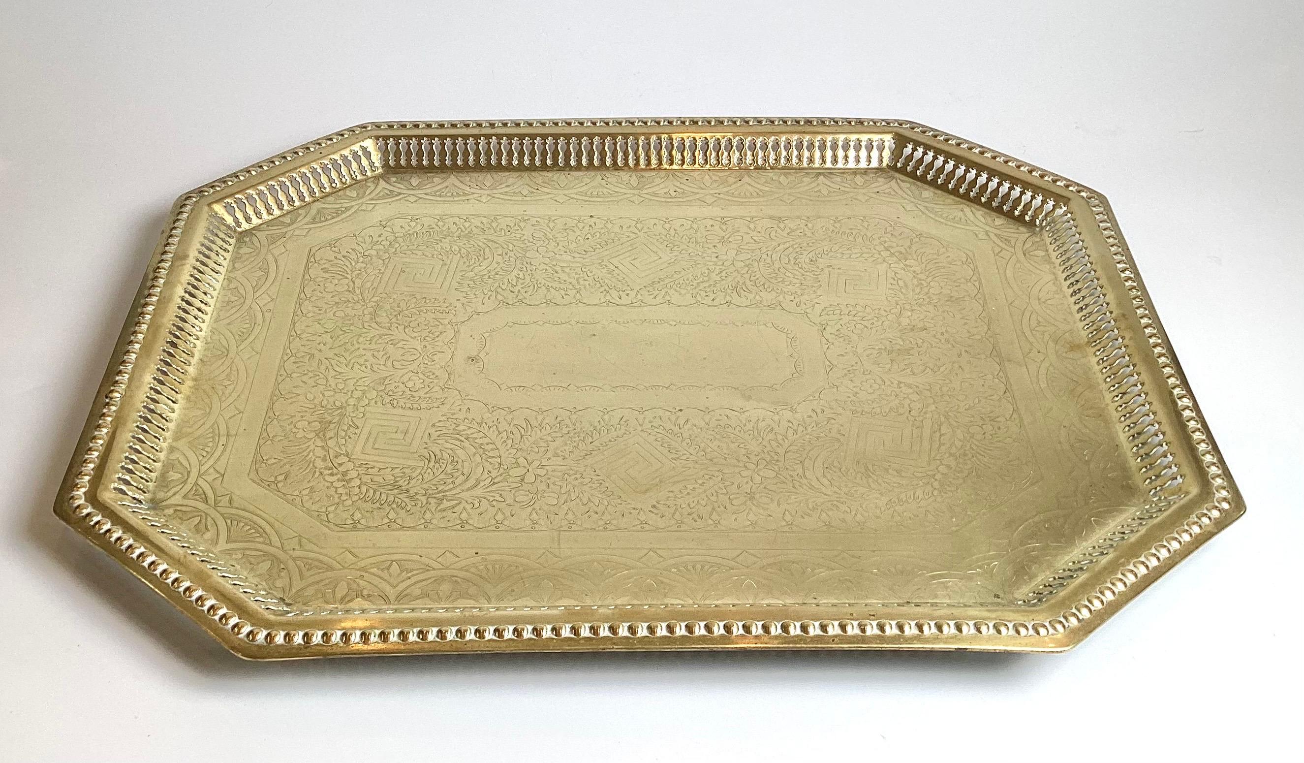 Antique Brass Tray with Table Base, English For Sale 5