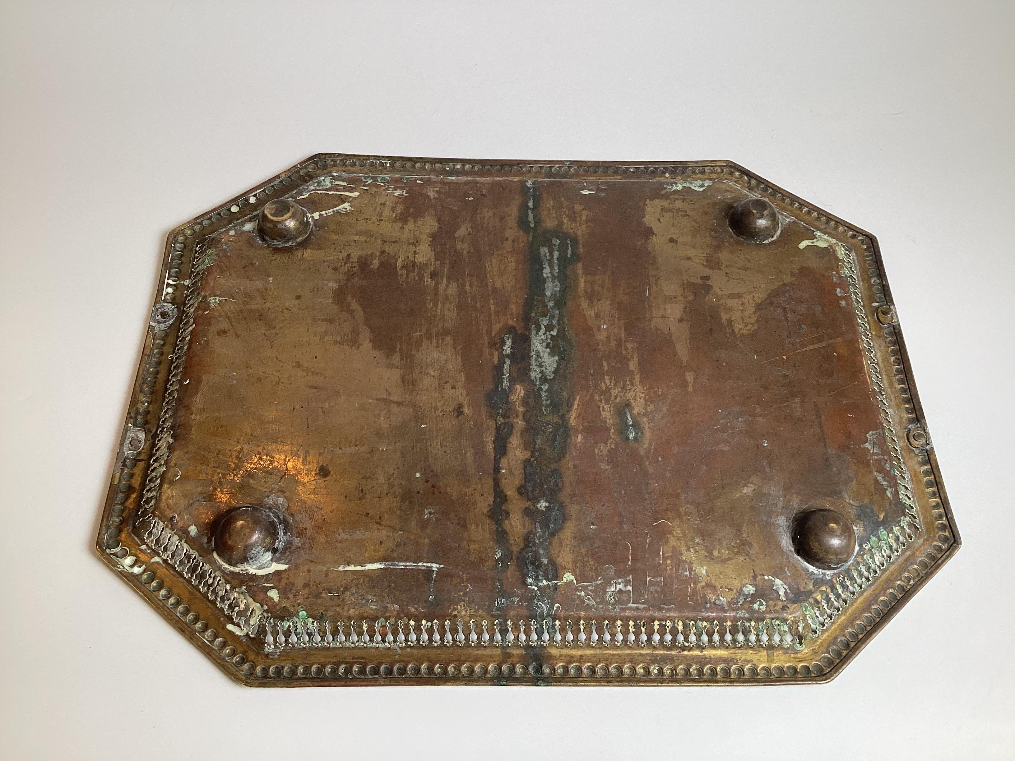 Antique Brass Tray with Table Base, English For Sale 1