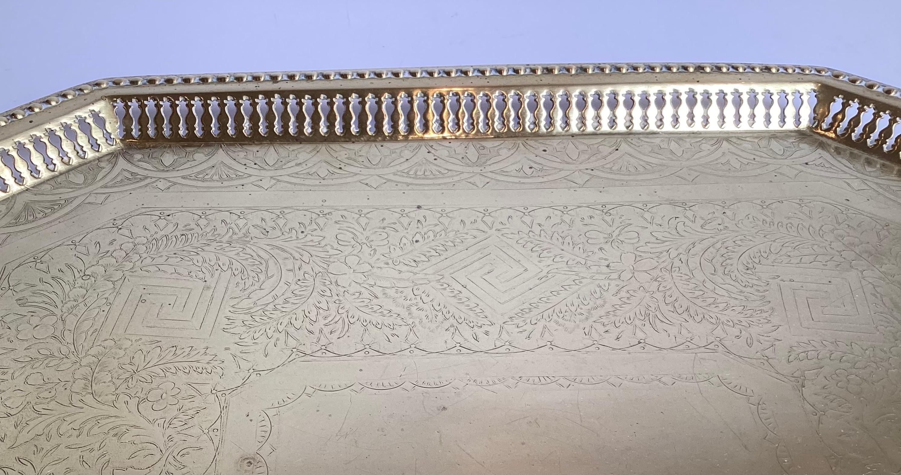 Antique Brass Tray with Table Base, English For Sale 3