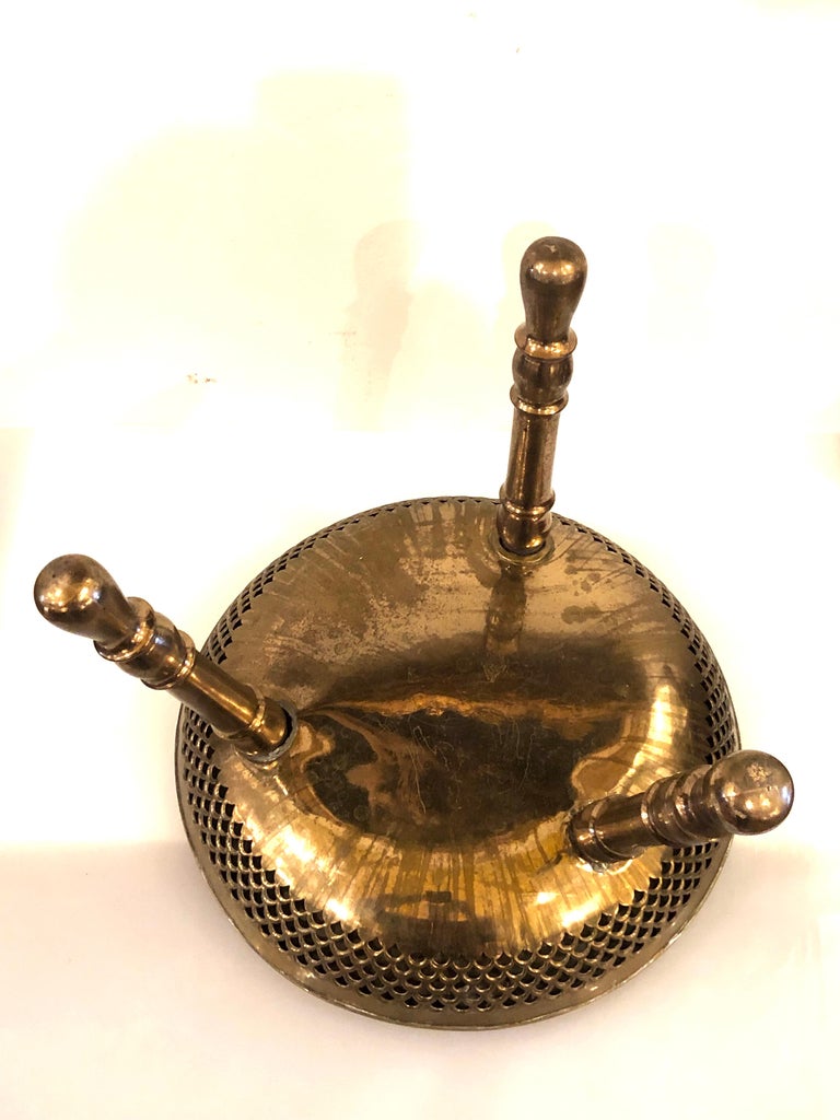 Antique Brass Tri Legged Foot Warmer Indian Low Stool at 1stDibs