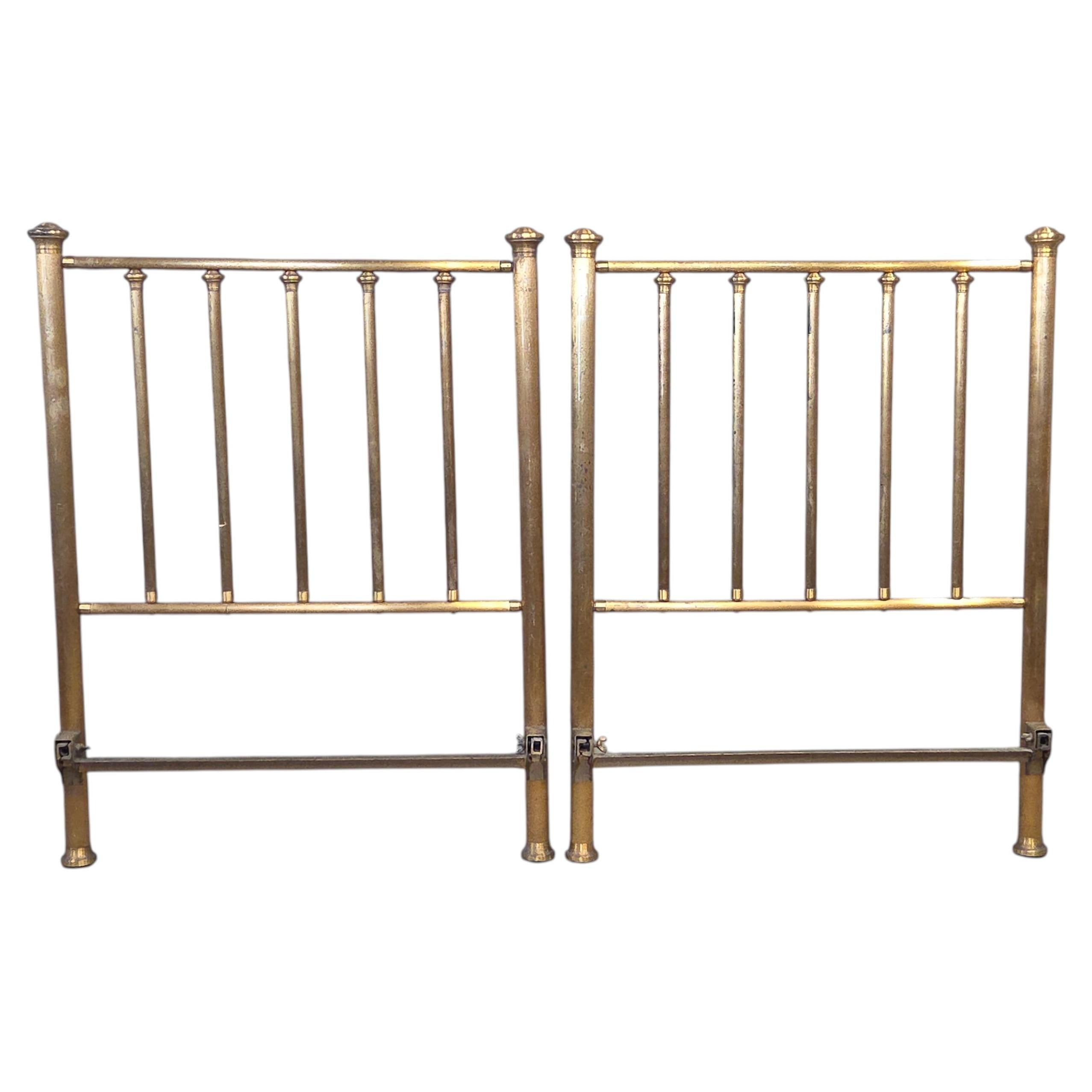 Antique Brass Twin Bed Headboards - a Pair