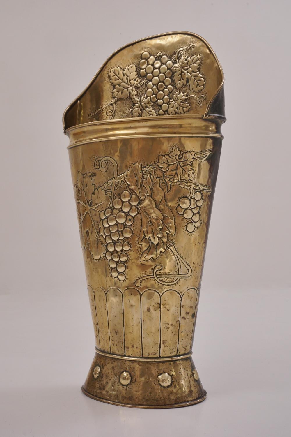 Arts and Crafts Antique Brass Umbrella Stand 'Antique Brass Grape Hod', circa 1890, French For Sale