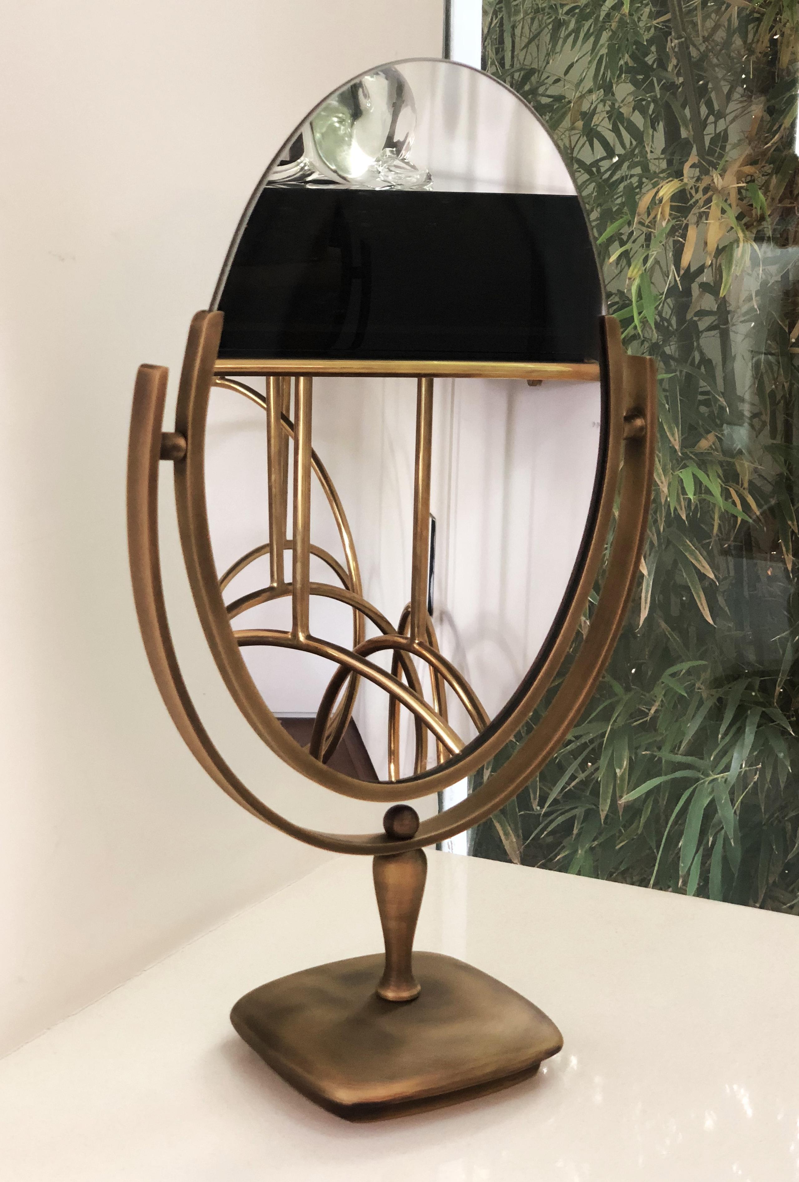 vintage brass vanity mirror