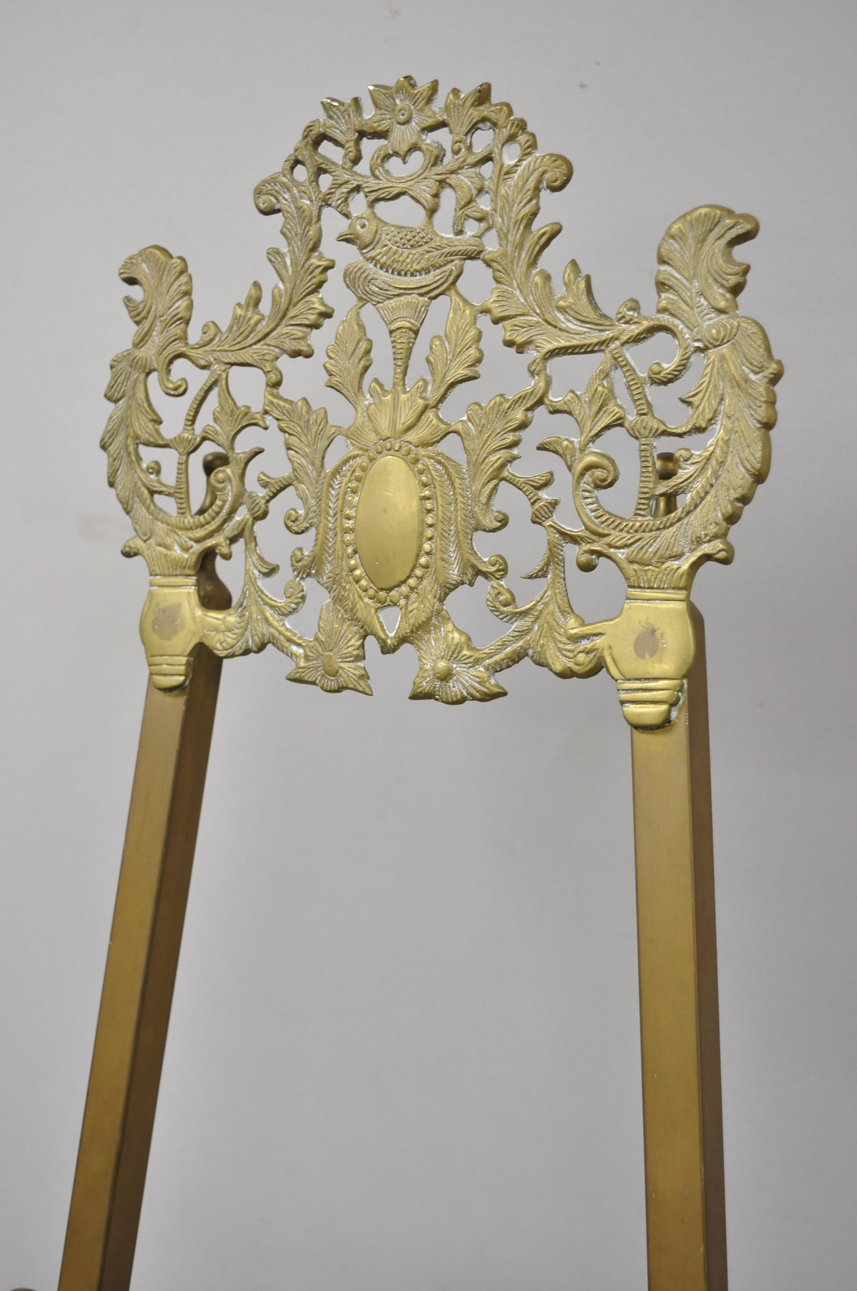 Antique Brass Victorian Filigree Tall Painting Easel Tripod Art Canvas Stand 2